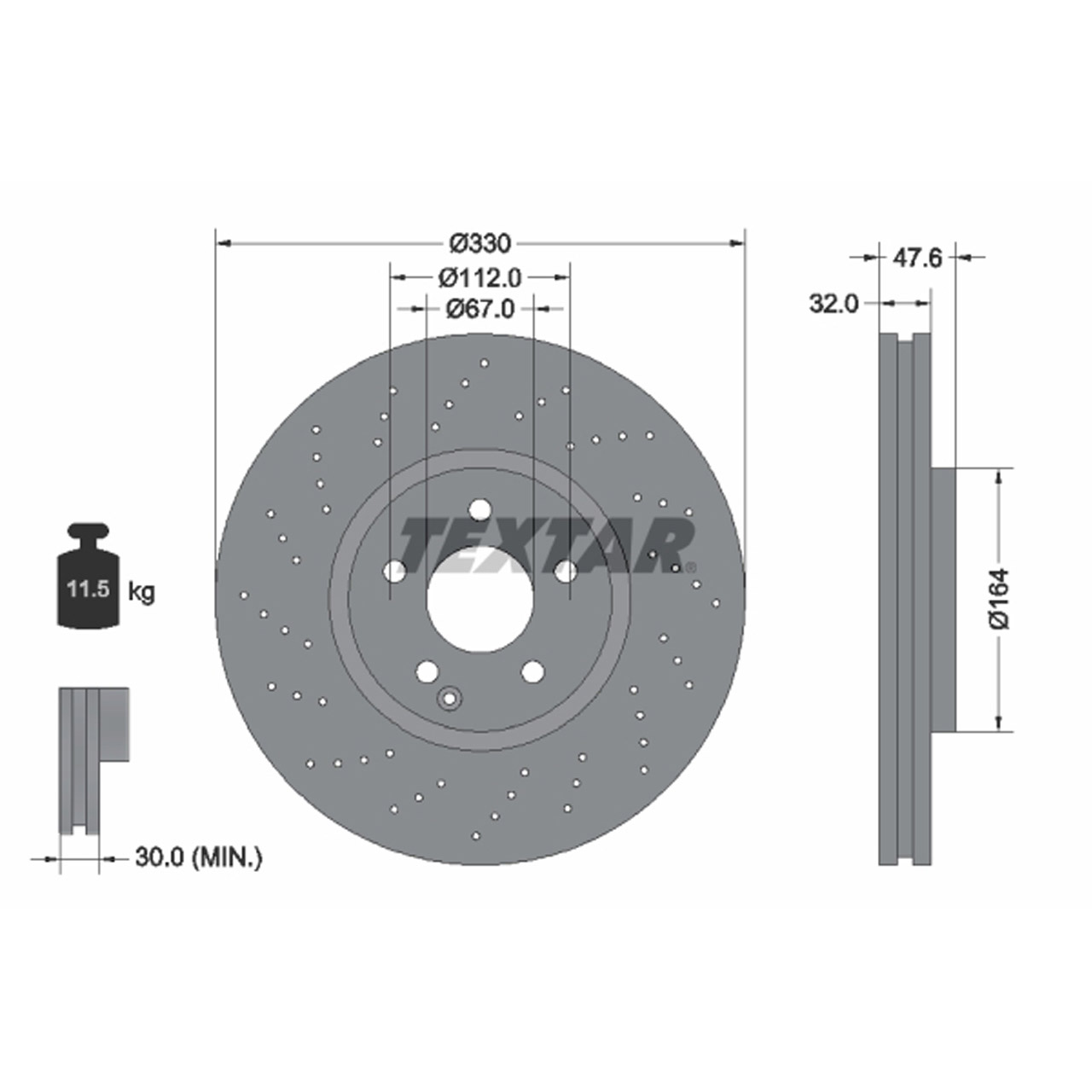 TEXTAR 92124105 Bremsscheiben Satz MERCEDES-BENZ W211 S211 W220 4-matic vorne 2204211812