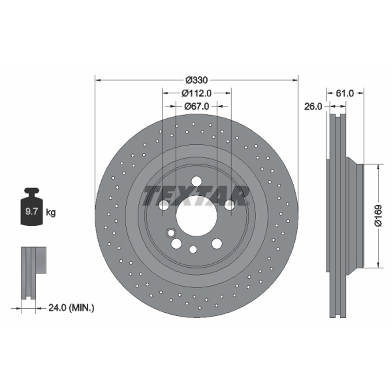 TEXTAR 92124300 Bremsscheiben Satz MERCEDES S-KLASSE W220 S215 55AMG hinten 2204230912