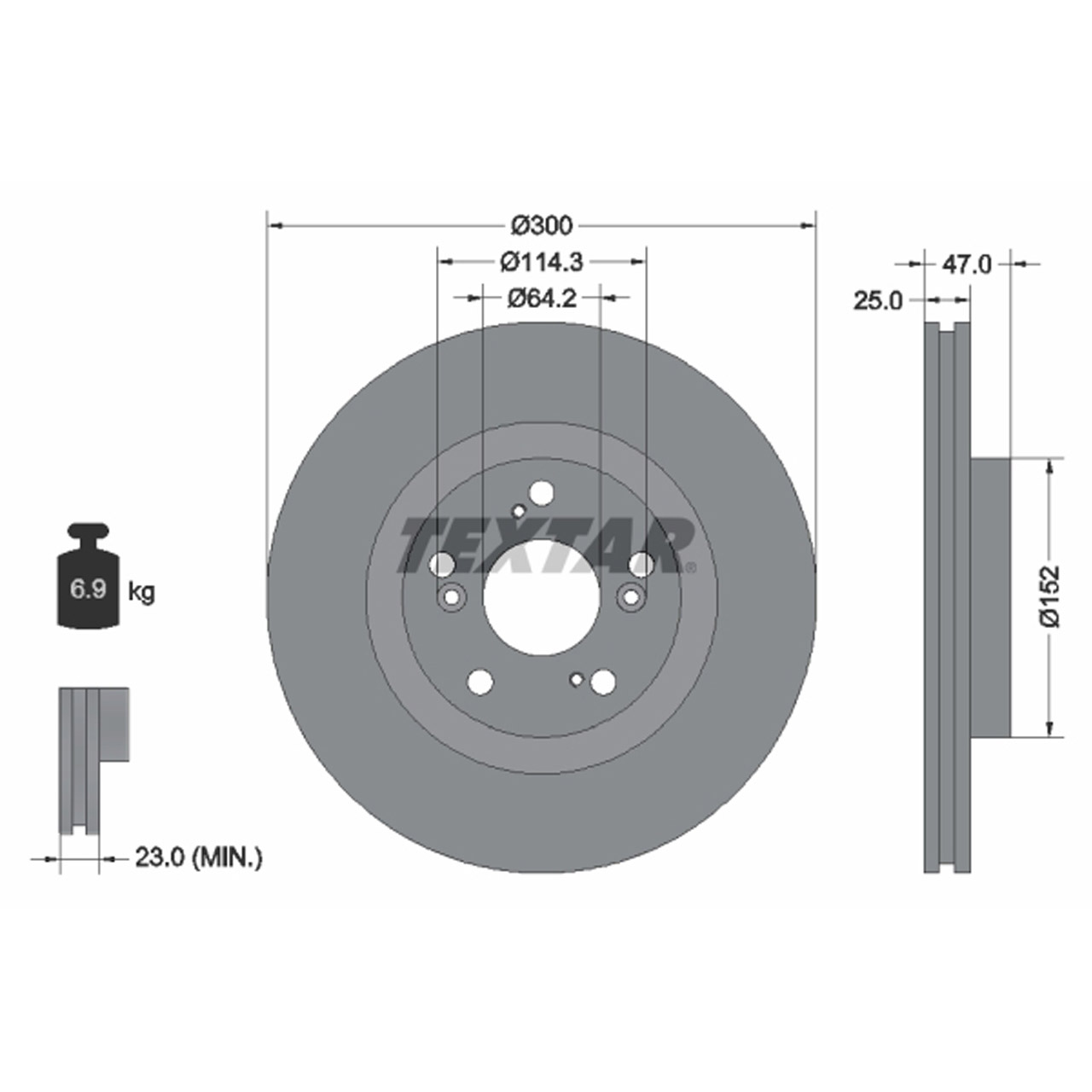 TEXTAR 92125000 Bremsscheiben Satz HONDA Civic 7 Hatchback 2.0 Type-R 200 PS vorne