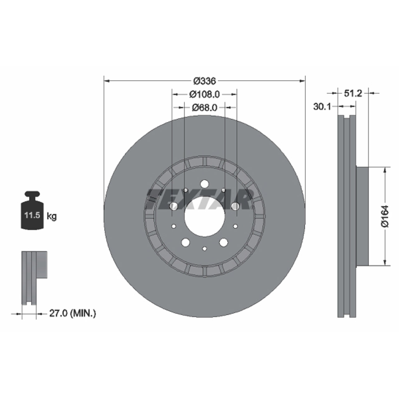 TEXTAR 92126705 Bremsscheiben Satz VOLVO XC90 I (275) 17,5 Zoll 10.2002-12.2014 vorne