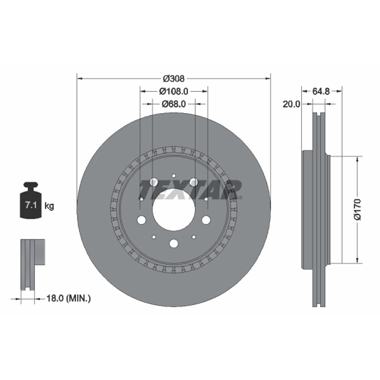 TEXTAR 92126803 Bremsscheiben Satz VOLVO XC90 I (275) 10.2002-09.2014 hinten