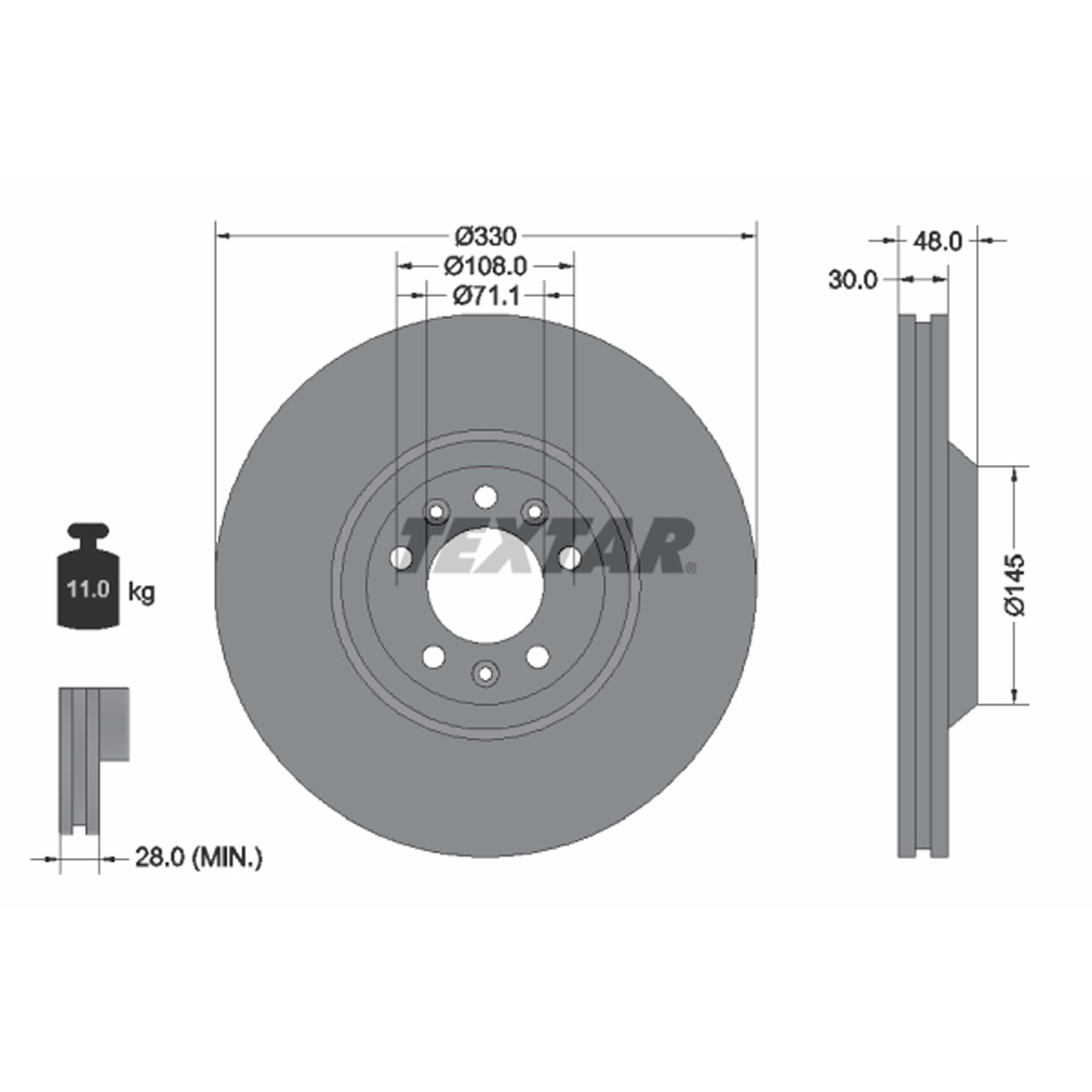 TEXTAR 92129503 Bremsscheiben Satz CITROEN C5 III C6 PEUGEOT 407 607 vorne