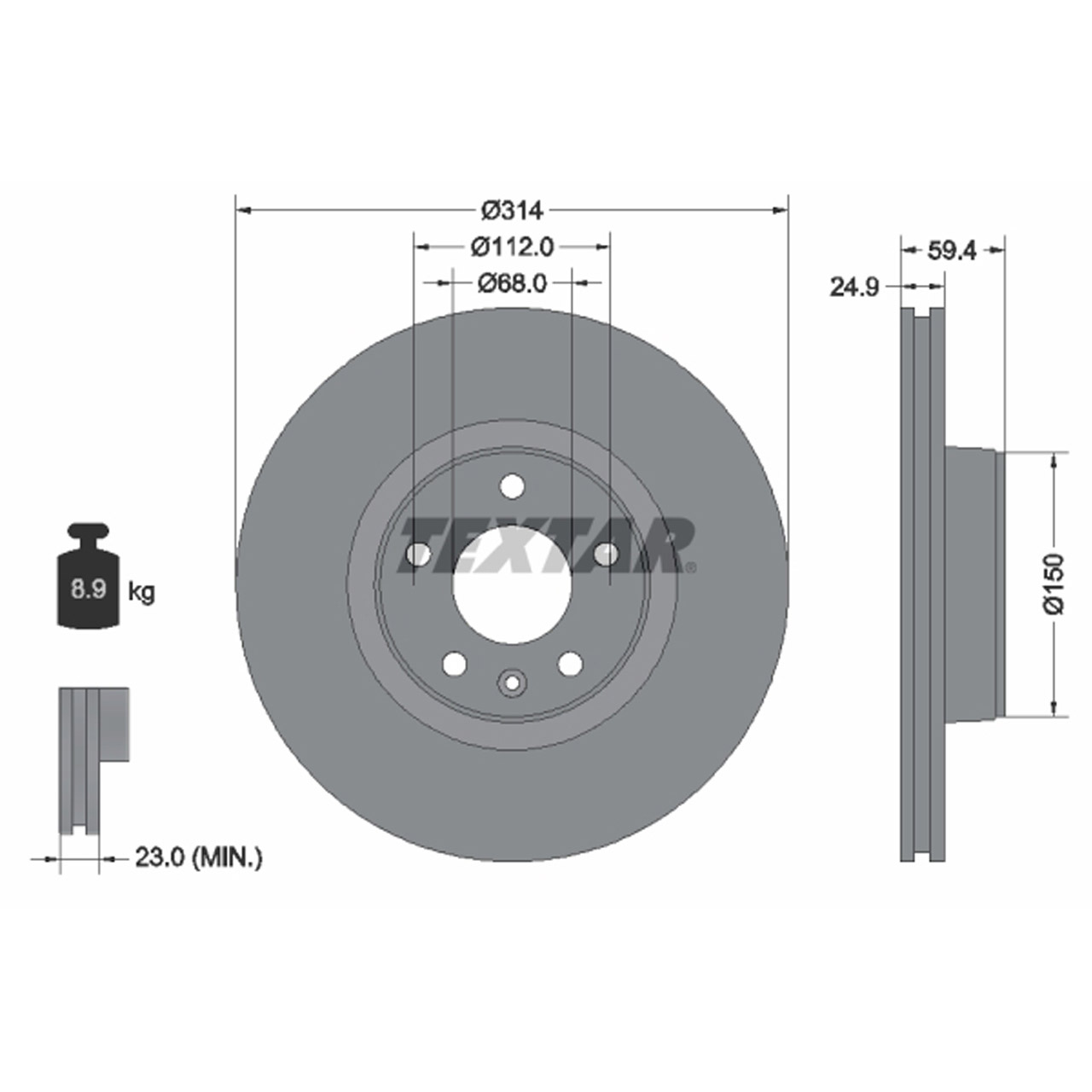 TEXTAR 92132205 Bremsscheiben Satz AUDI A6 / Avant (4F C6) PR-1LT vorne 4F0615301D