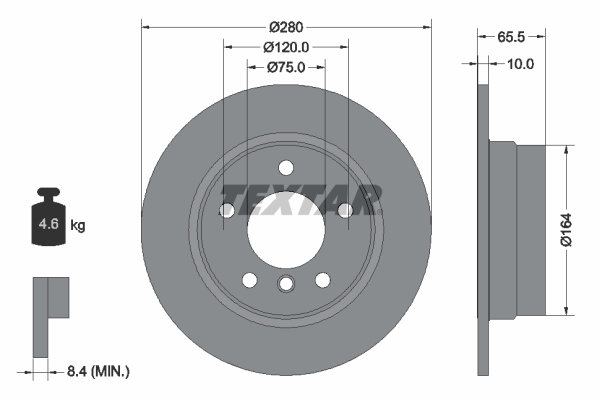 TEXTAR Bremsscheiben + Beläge + Wako BMW 1er E81 E87 116i 116d ab 03.2010 hinten