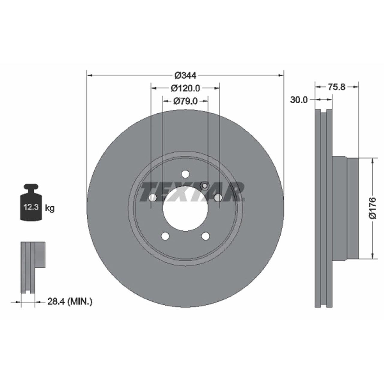 TEXTAR 92134400 Bremsscheiben Satz LAND ROVER Range Rover 3 (L322) bis Fgst. vorne