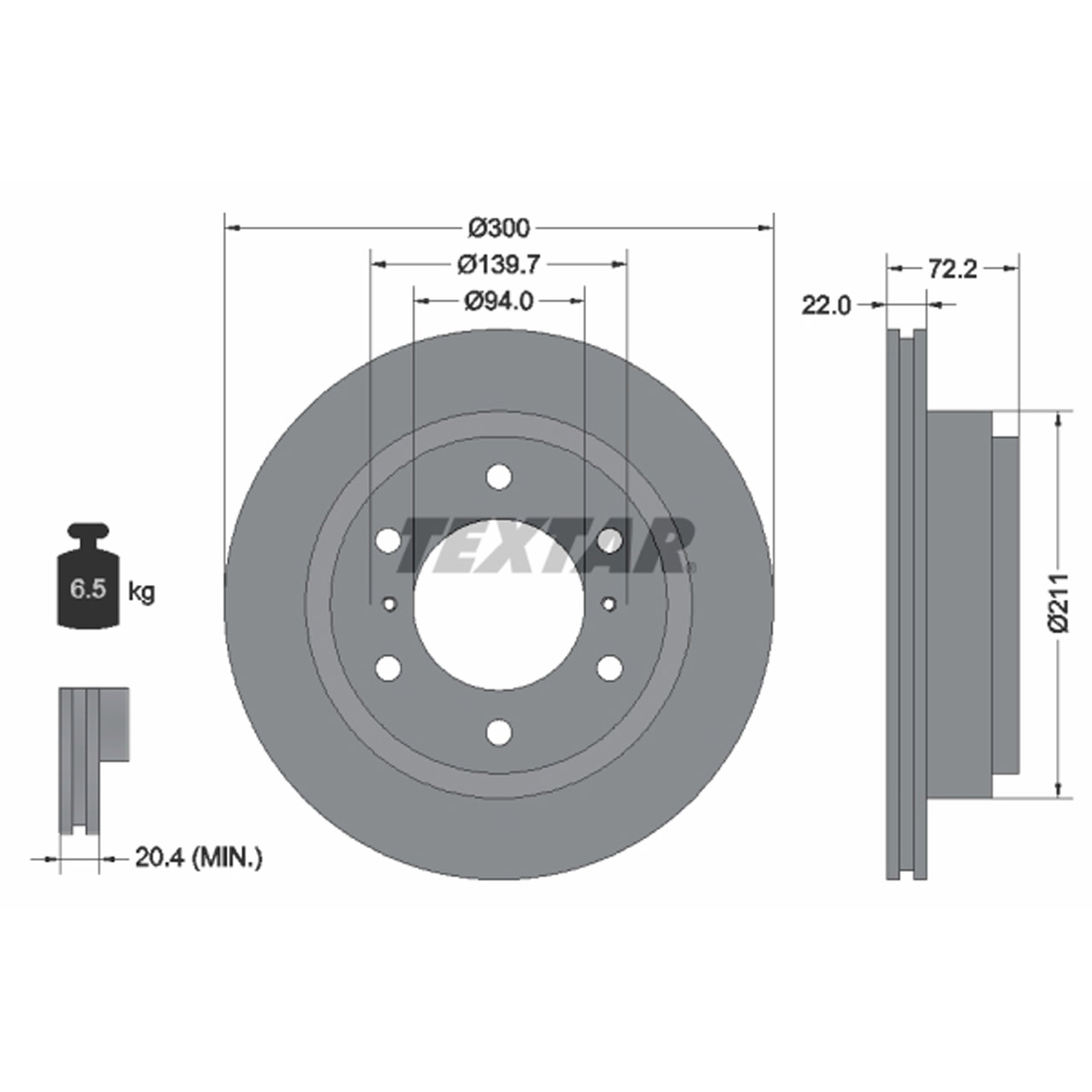 TEXTAR 92135103 Bremsscheiben Satz MITSUBISHI Pajero 3 4 kurzer Radstand hinten 92135103