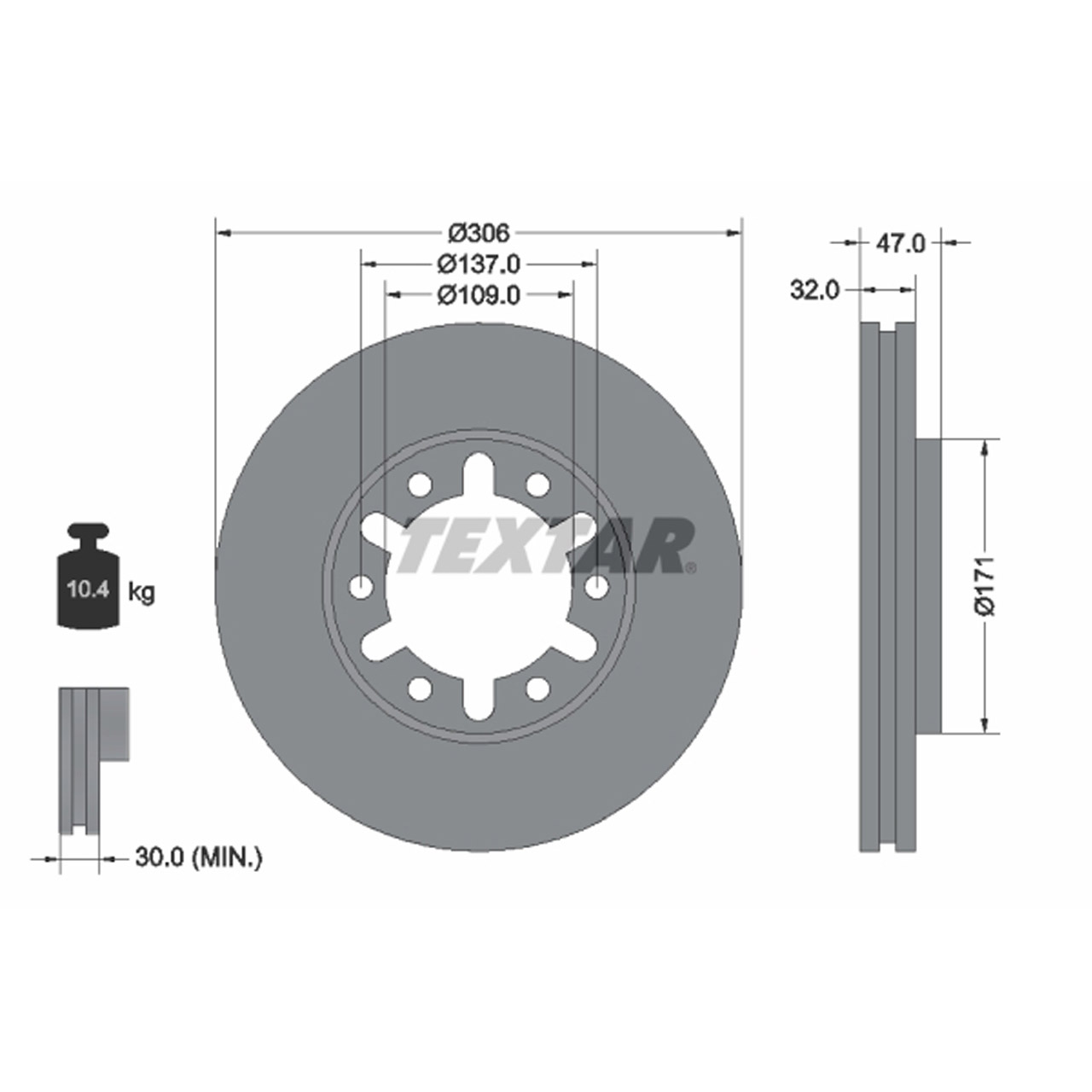 TEXTAR 92138300 Bremsscheiben Satz NISSAN Patrol GR 5 Wagon (Y61) 2.8 TD 3.0 DTi vorne