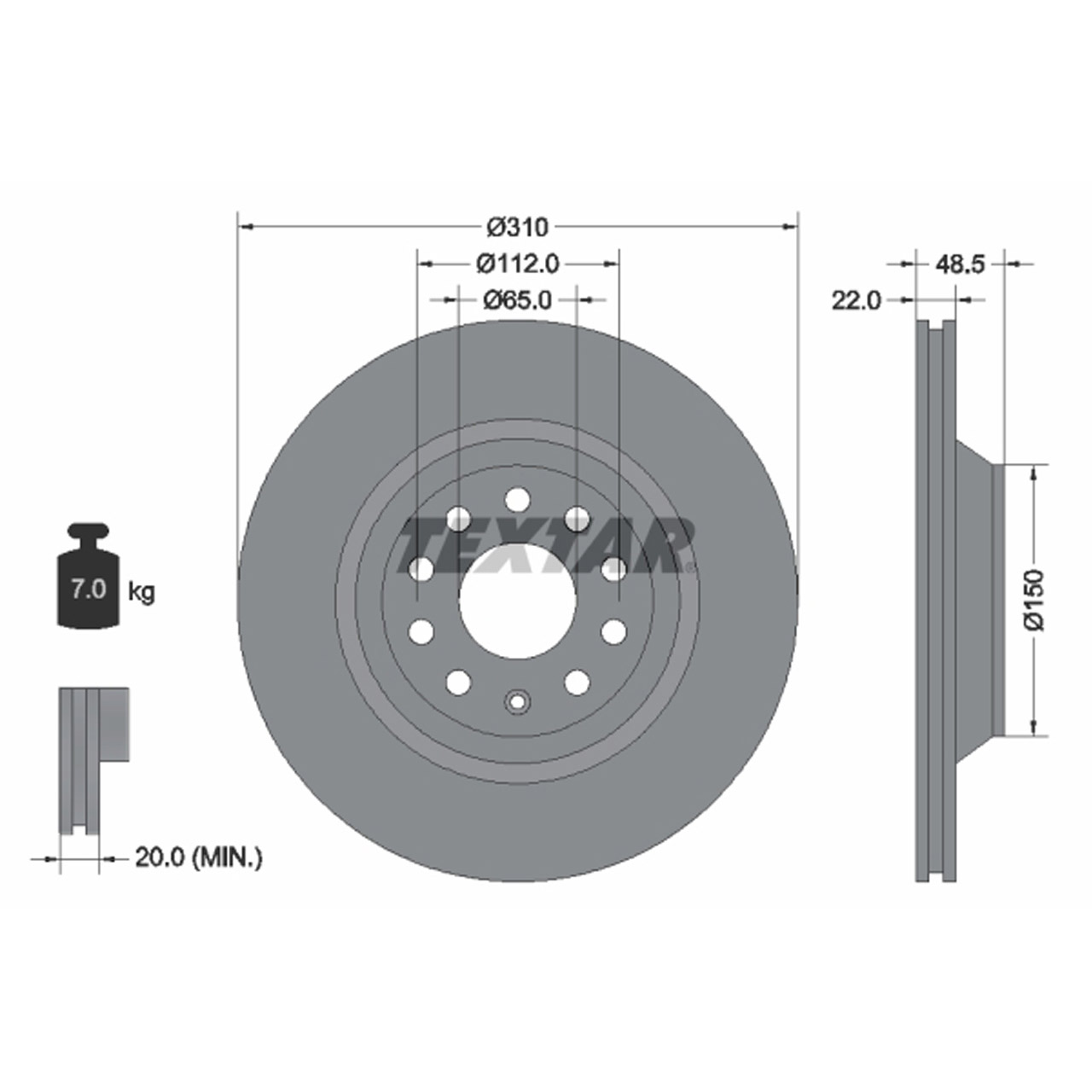 TEXTAR Bremsscheiben + Bremsbeläge AUDI RS3 (8V) (8Y) RSQ3 (F3) TTRS (FV) 2EE/1KX hinten