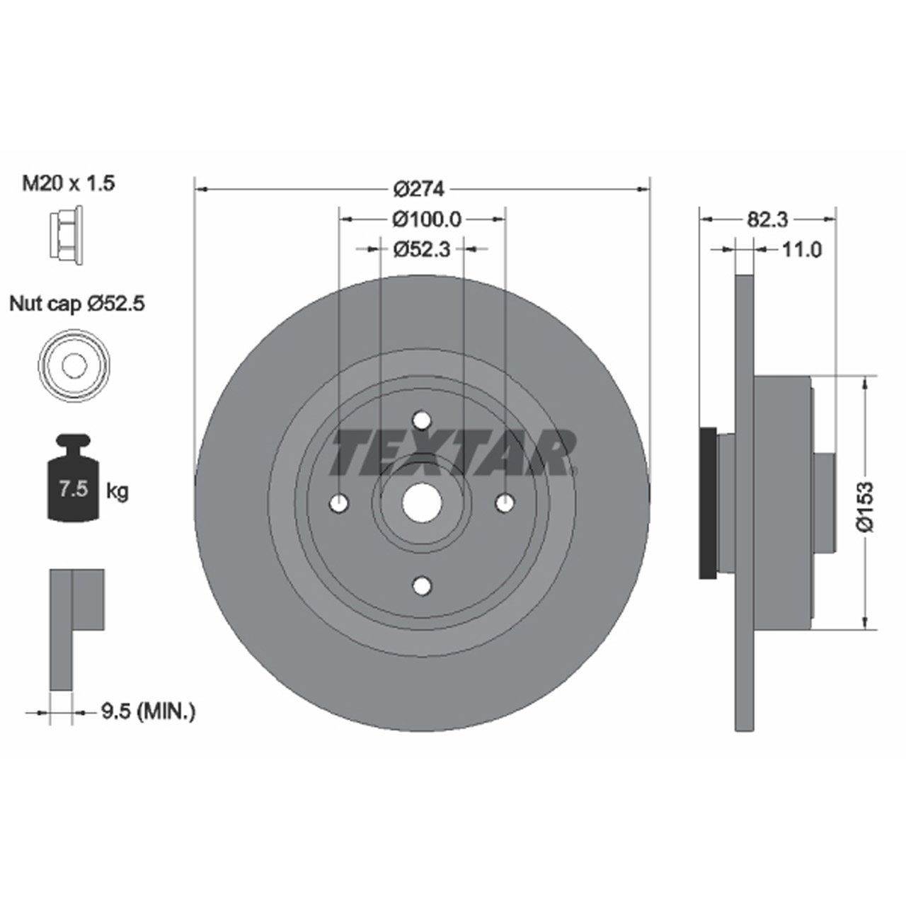 TEXTAR 92141403 Bremsscheiben + Radlager Satz RENAULT Megane 1 Grandtour Scenic 1 hinten