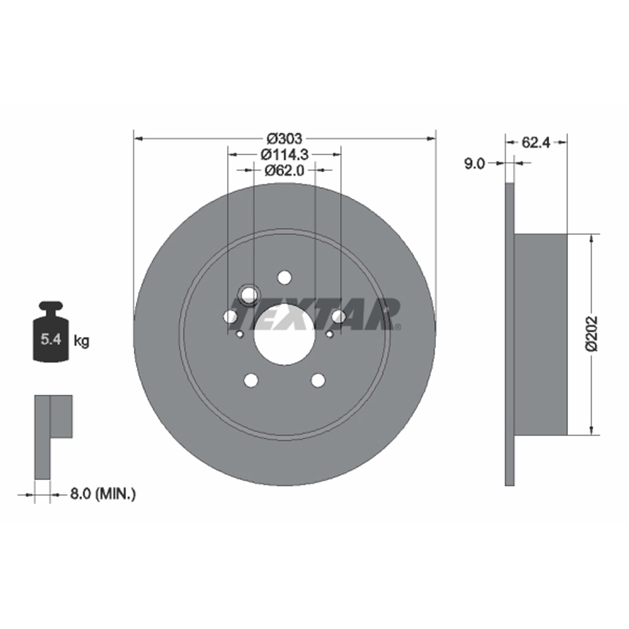 TEXTAR 92144103 Bremsscheiben Satz TOYOTA Rav 4 II (_A2_) 1.8 2.0 / D 4WD hinten