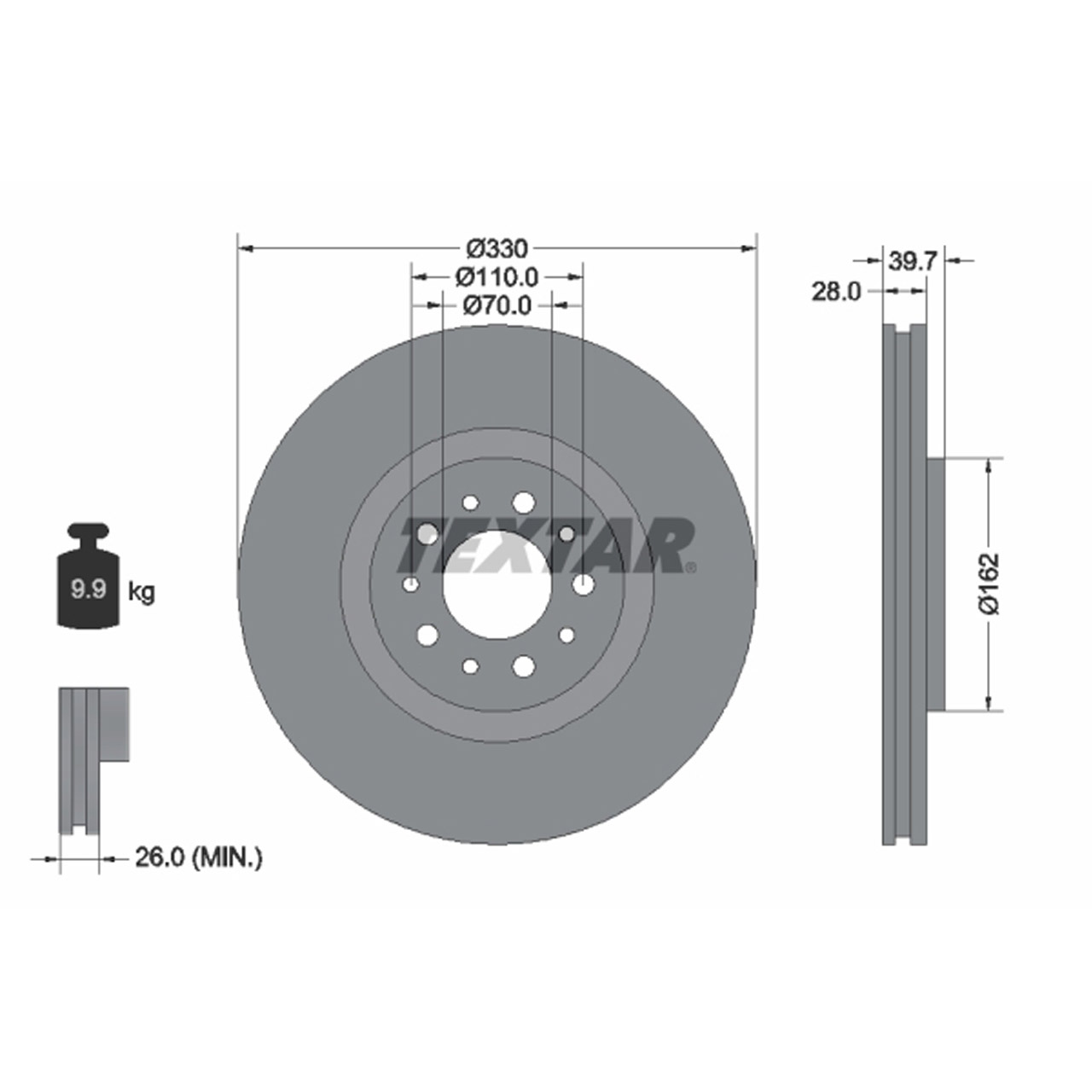 TEXTAR 92145103 Bremsscheiben Satz JEEP Cherokee (KL) ALFA ROMEO Brera Spider (939_) vorne