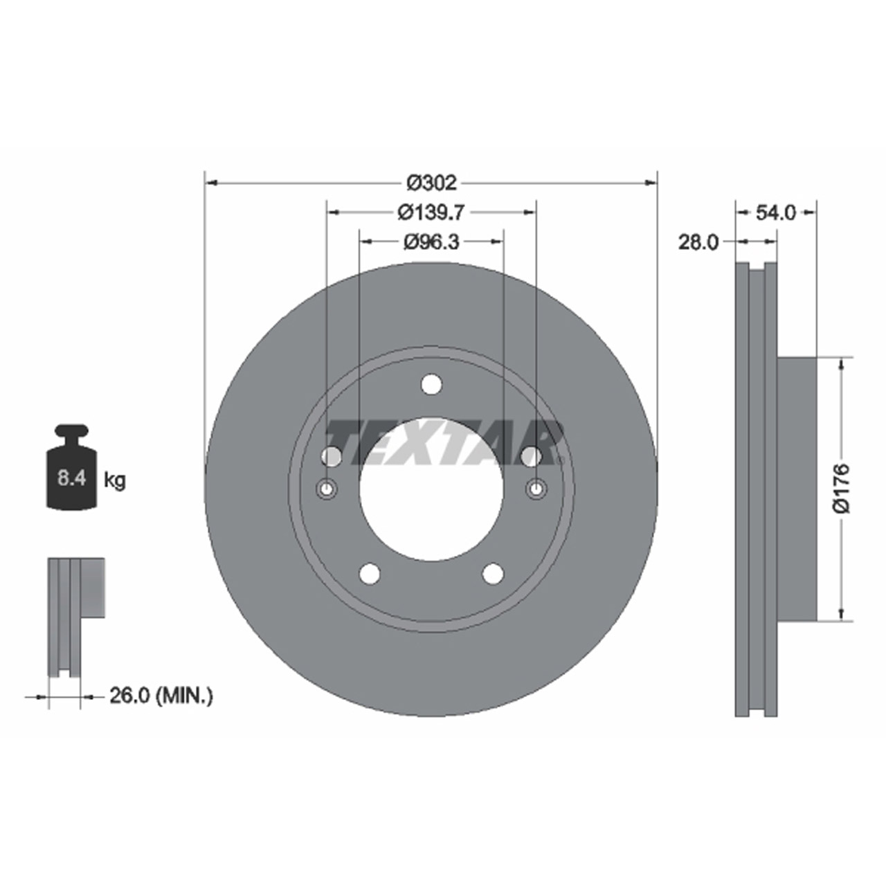 TEXTAR 92147303 Bremsscheiben Satz KIA Sorento 1 (JC) 2.4 3.5 V6 4WD 2.5 CRDi vorne