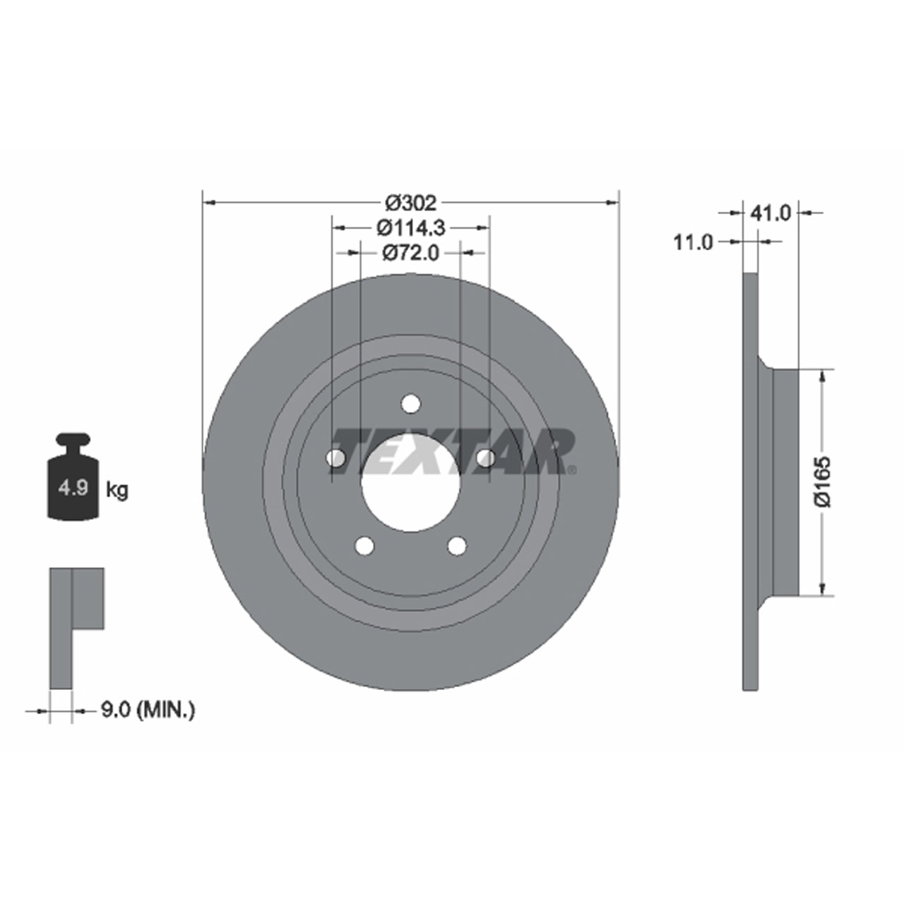 TEXTAR 92148200 Bremsscheiben Satz MAZDA 5 (CR19) (CW) 16 Zoll hinten