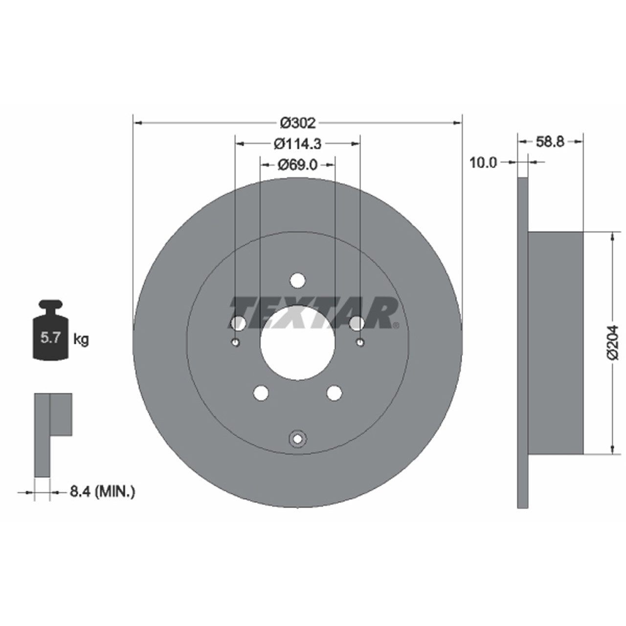 TEXTAR 92148403 Bremsscheiben Satz MITSUBISHI Grandis (NA_W) 2.4 MIVEC 2.0 DI-D hinten