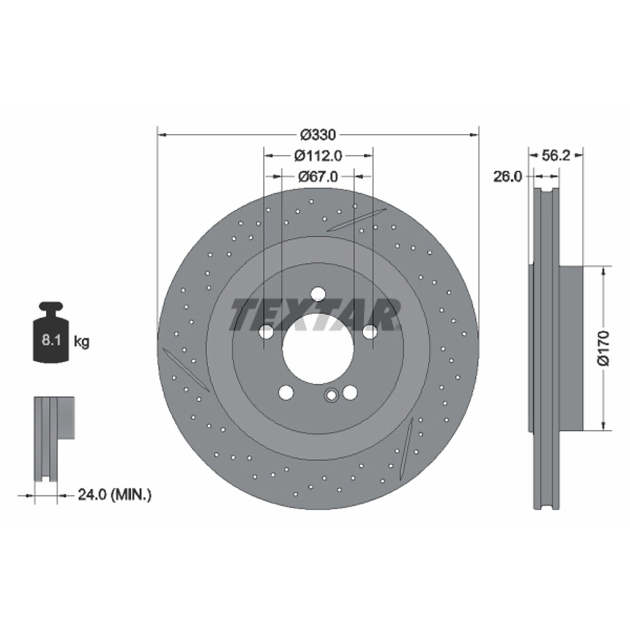 TEXTAR 92151605 Bremsscheiben Satz MERCEDES CLK C/A209 SLK R171 55/63AMG hinten 1714230212