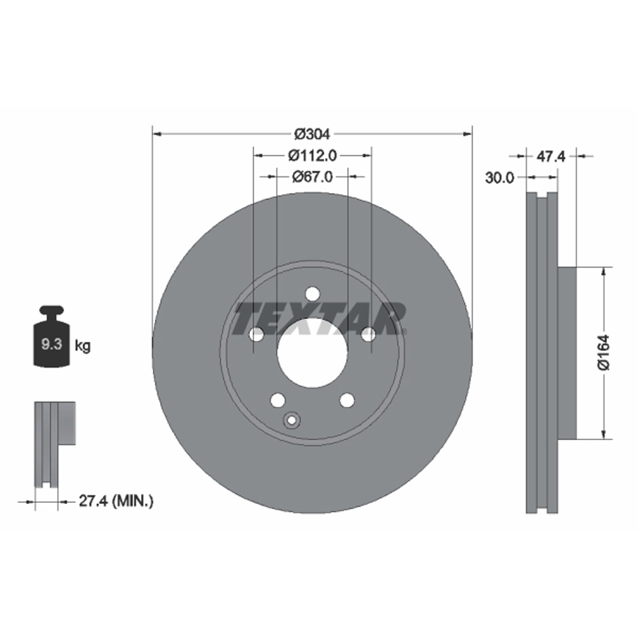 TEXTAR 92152105 Bremsscheiben Satz MERCEDES-BENZ E-Klasse W211 S211 vorne 2114211212