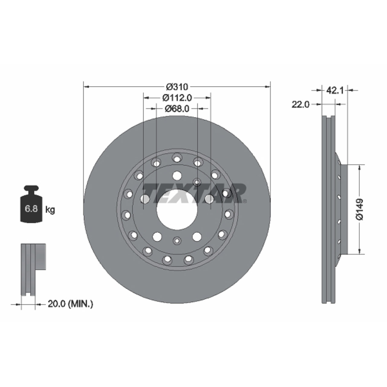 TEXTAR 92152303 Bremsscheiben Satz AUDI A8 4E D3 PR-1KW VW Phaeton PR-1KP hinten