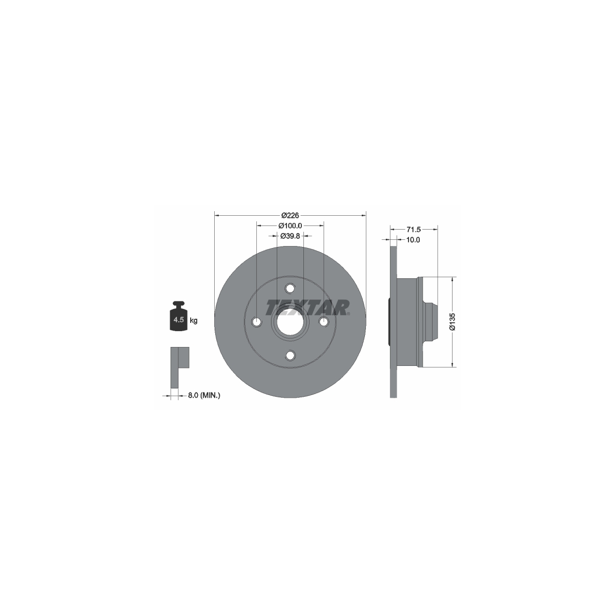 TEXTAR Bremsscheiben + Beläge VW Golf 3 2.0 Passat B3 B4 1.8 2.0 hinten