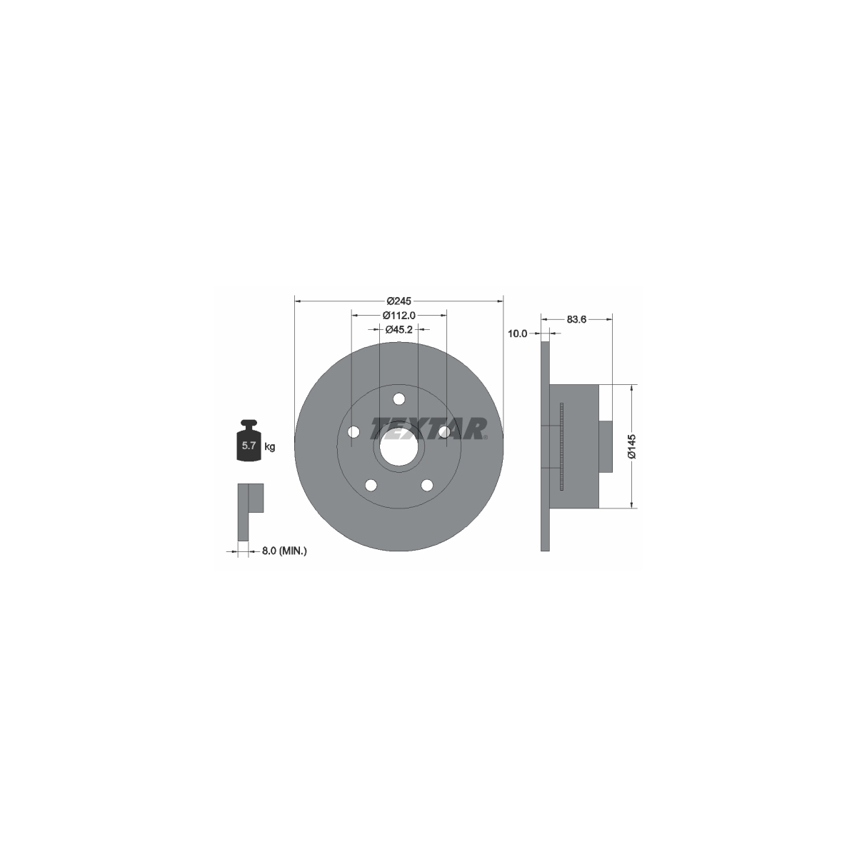 TEXTAR 92154303 Bremsscheiben Satz AUDI A4 (8D B5) 11.1994-09.2001 hinten