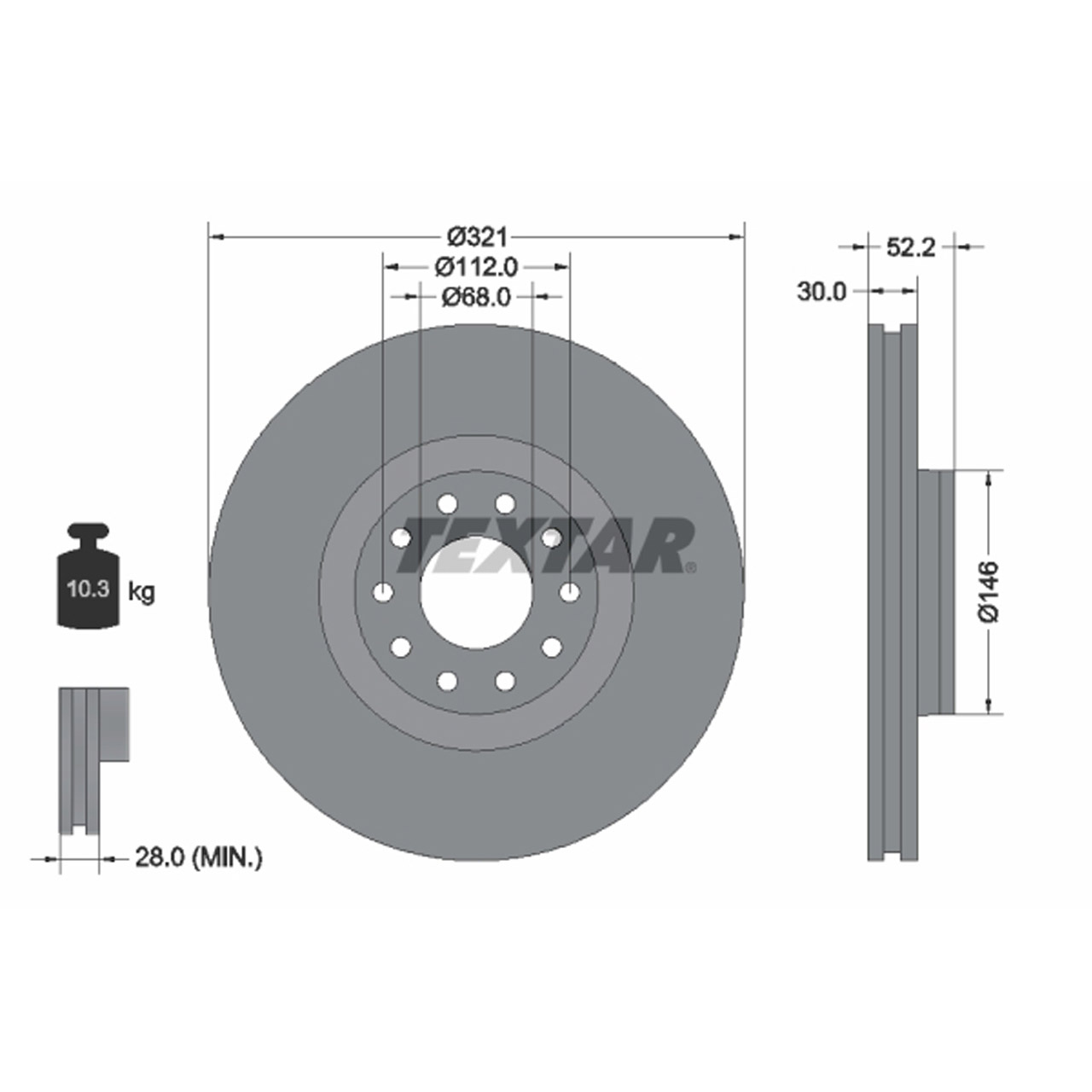 TEXTAR 92154703 Bremsscheiben Satz AUDI A6 4.2 S6 (4B C5) PR-1LX/T7Z vorne 4B3615301