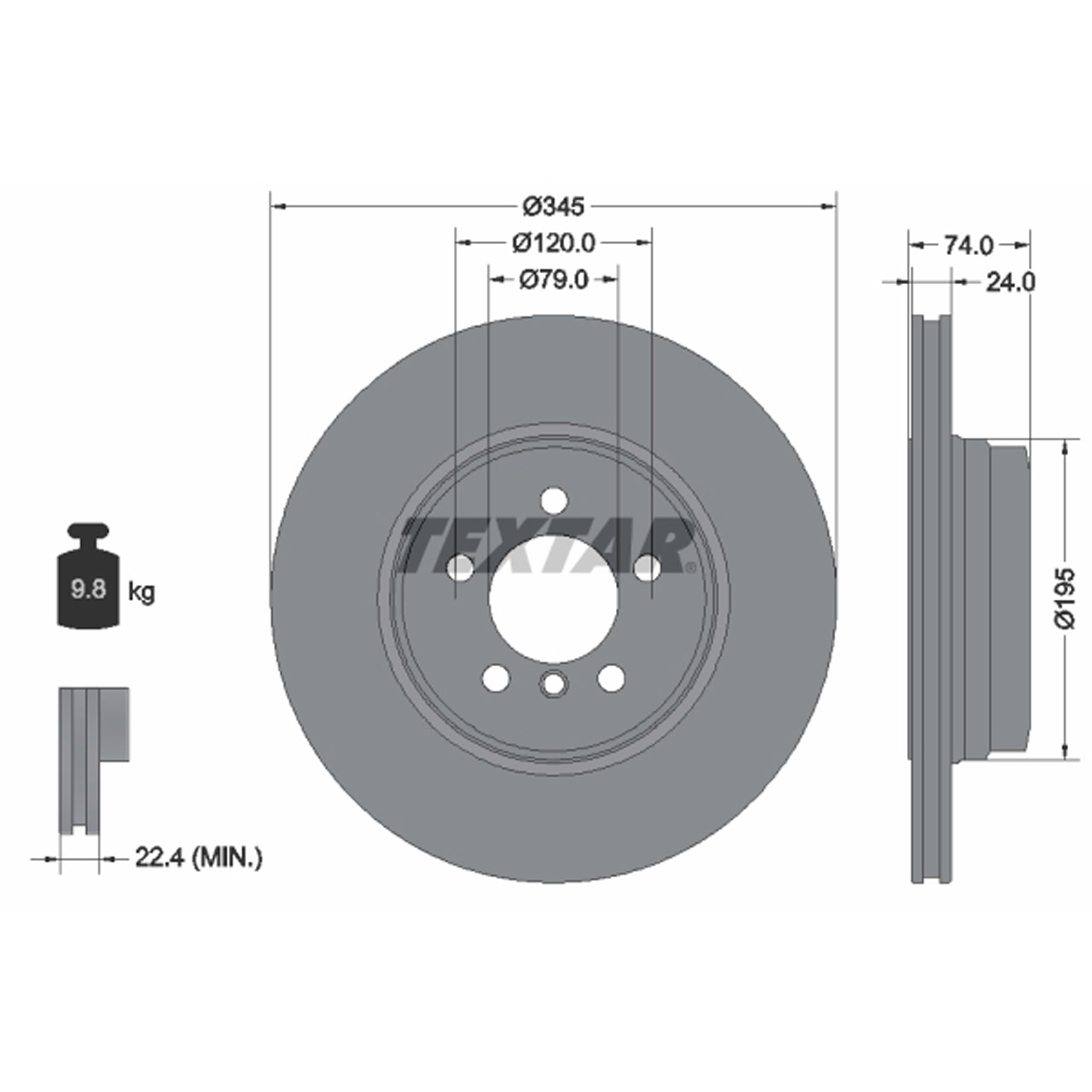 TEXTAR 92155005 Bremsscheiben Satz BMW 7er E65 E66 E67 730/740/750i 730d ab 03.2005 hinten