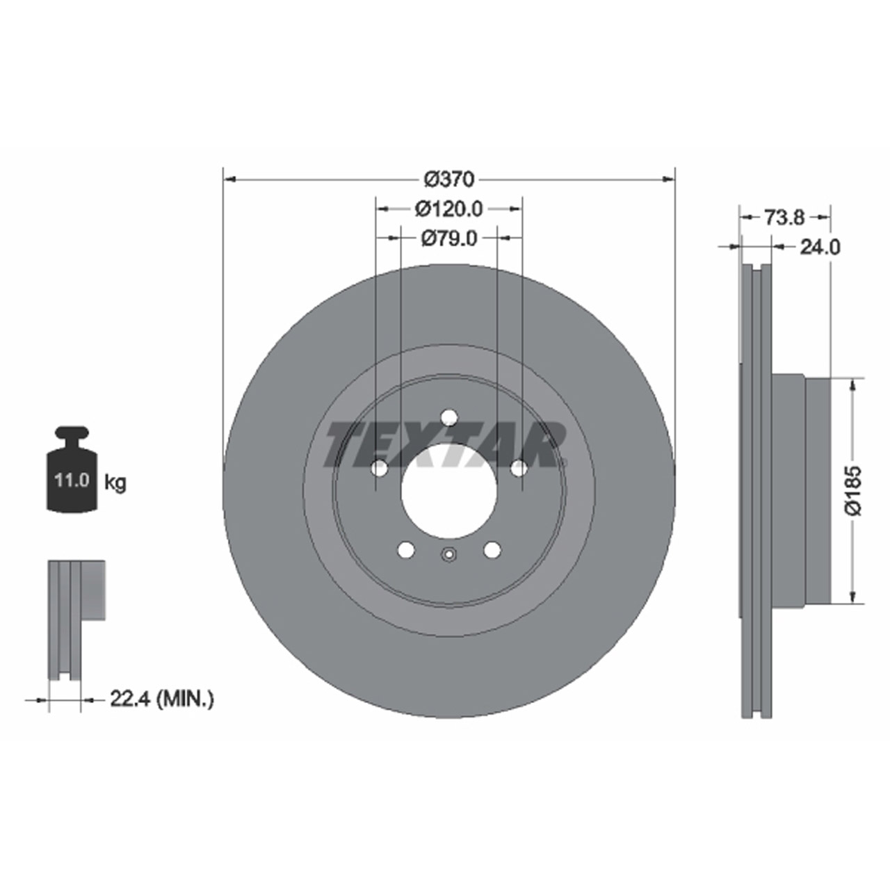 TEXTAR 92155203 Bremsscheiben Satz BMW 7er E65 E66 E67 760i 745d ab 03.2005 hinten