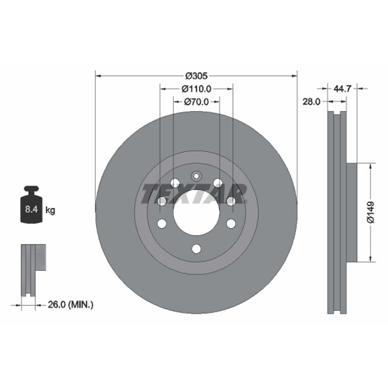 TEXTAR 92155403 Bremsscheiben Satz FIAT Croma (194_) 1.9/2.4 D Multijet bis Fgst. vorne