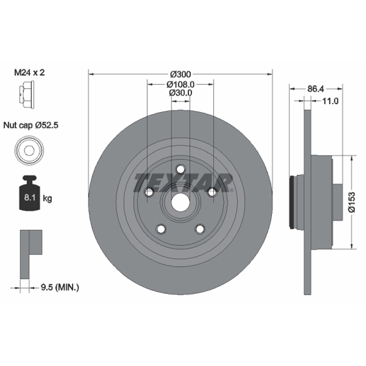 TEXTAR 92159803 Bremsscheiben + Radlager Satz RENAULT Espace 4 Vel Satis ab 09.2002 hinten