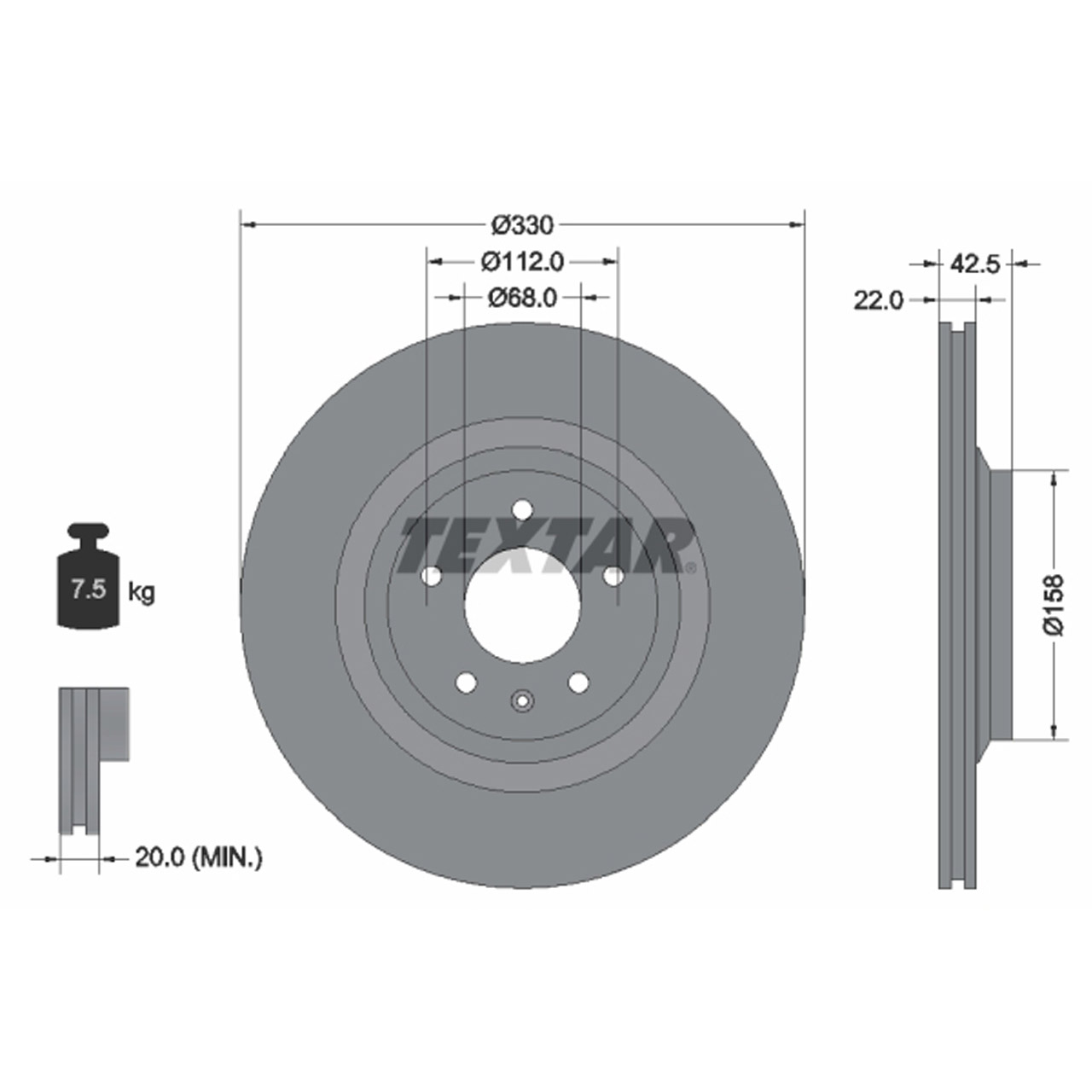 TEXTAR 92160403 Bremsscheiben Satz AUDI A6 S6 Avant / Allroad hinten 4F0615601B