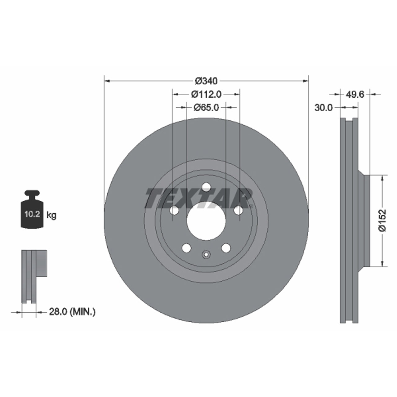 TEXTAR 92160505 Bremsscheiben Satz AUDI TT (8J) 1.8/2.0 TFSI 3.2 V6 PR-1LK/1LM/1LN vorne