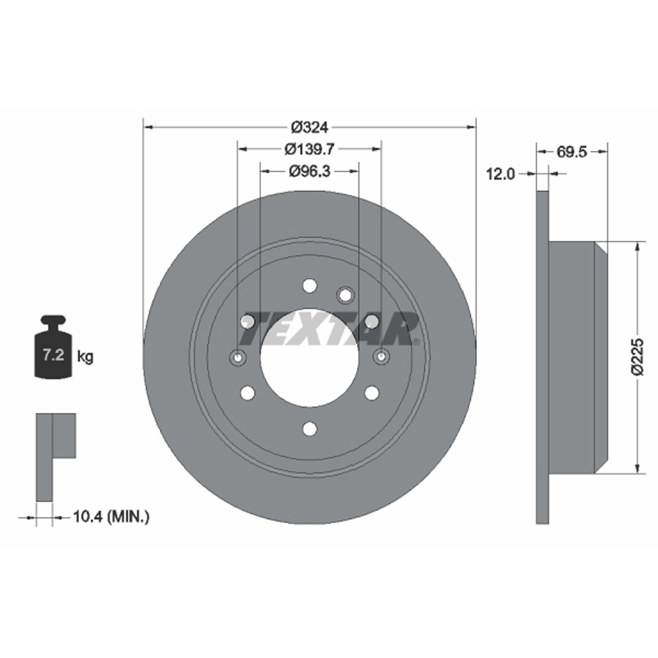 TEXTAR 92161800 Bremsscheiben Satz KIA Grand / Carnival 2 (GQ) 3 (VQ) hinten 584114D000