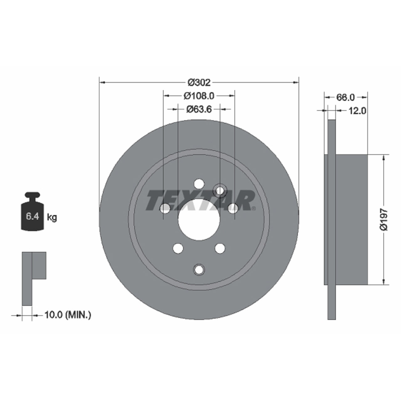 TEXTAR 92162703 Bremsscheiben Satz LAND ROVER Freelander 2 L359 bis Fgst. CH999999 hinten