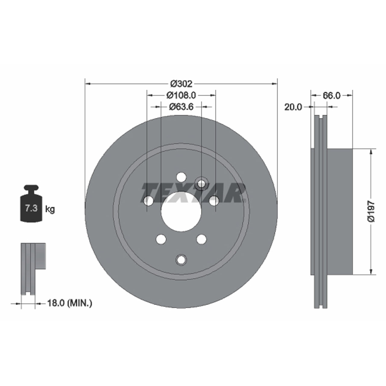 TEXTAR 92162803 Bremsscheiben Satz LAND ROVER Freelander 2 L359 bis Fgst. CH999999 hinten