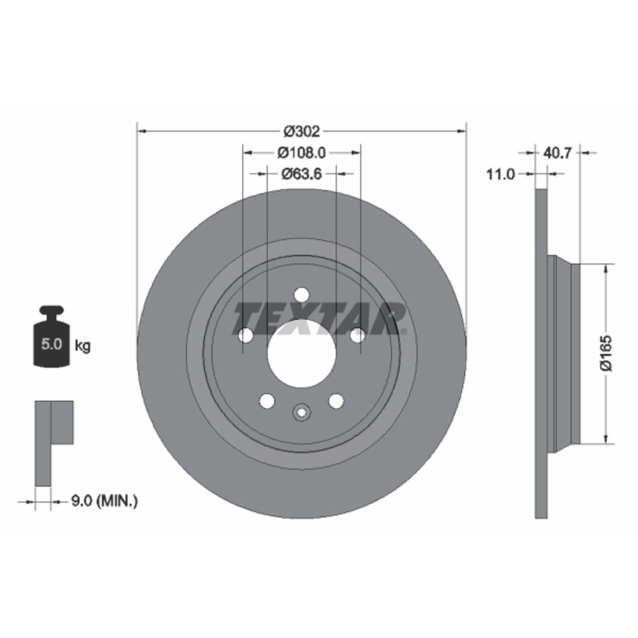 TEXTAR 92162903 Bremsscheiben Satz VOLVO S60 II S80 II V60 I V70 III XC70 II hinten