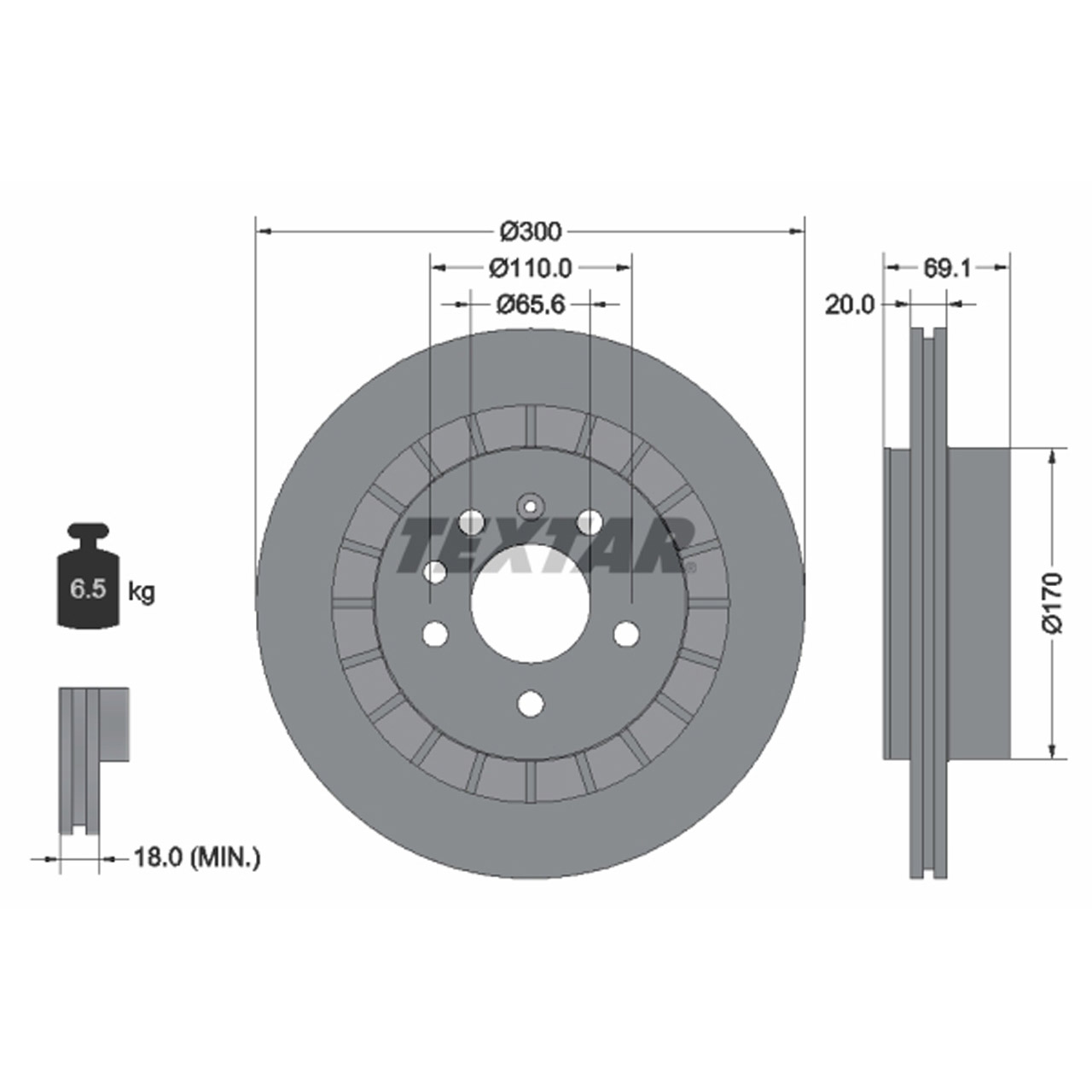 TEXTAR 92164900 Bremsscheiben Satz SAAB 9-5 (YS3E) 2.3 Turbo 3.0 V6t / TiD hinten