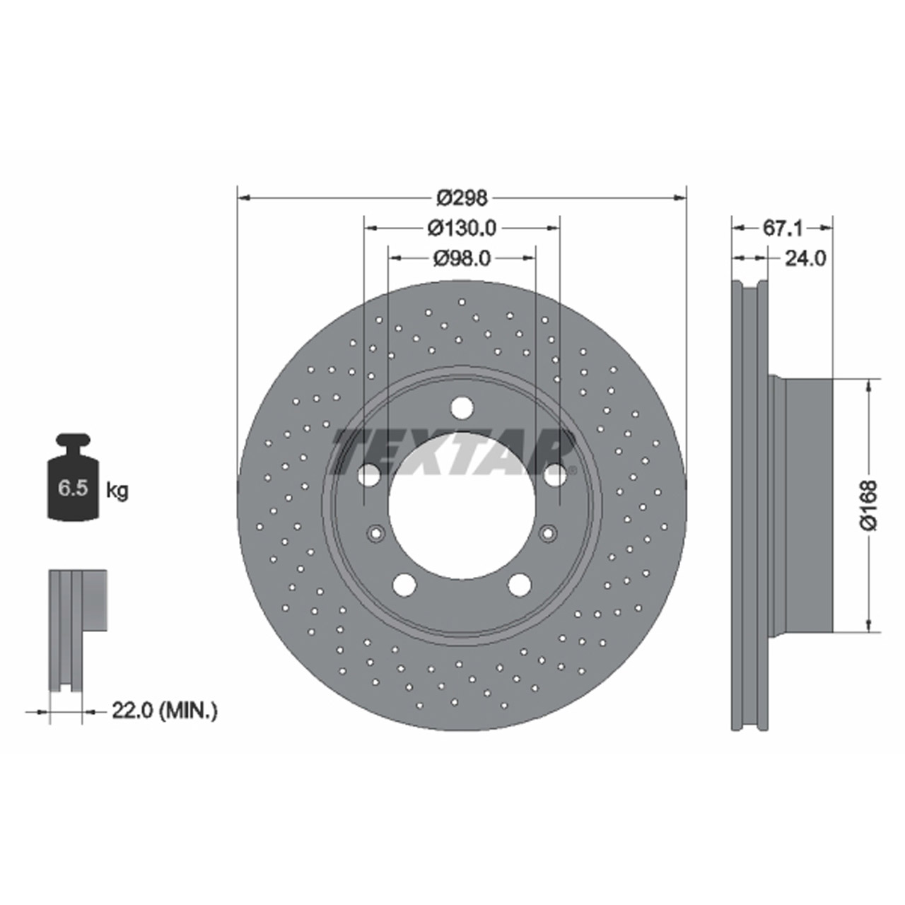 TEXTAR Bremsscheiben Satz PORSCHE Boxster Cayman (987) 2.7 240/245 PS vorne