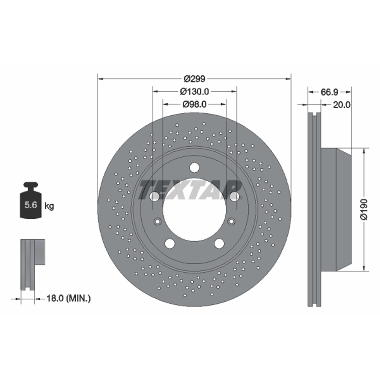 TEXTAR 92165303 Bremsscheiben Satz PORSCHE Boxster Cayman 987 981 982 hinten 98735240101