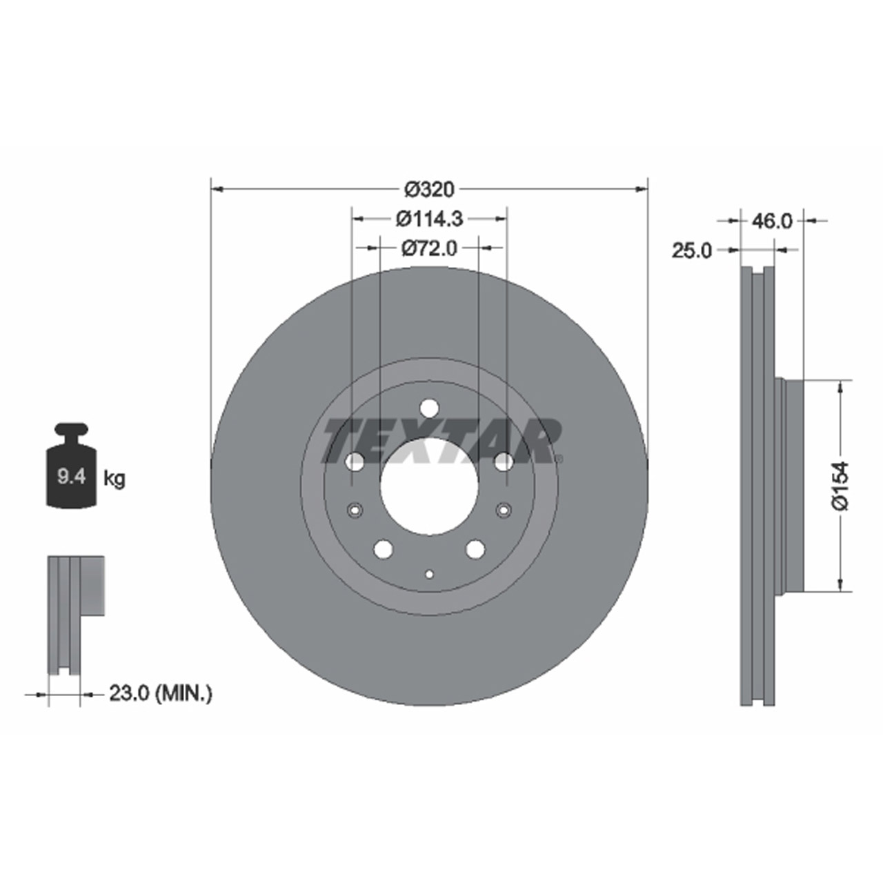 TEXTAR 92166300 Bremsscheiben Satz MAZDA 6 (GG GY) 2.0 2.3 / MPS Turbo 2.0 DI vorne