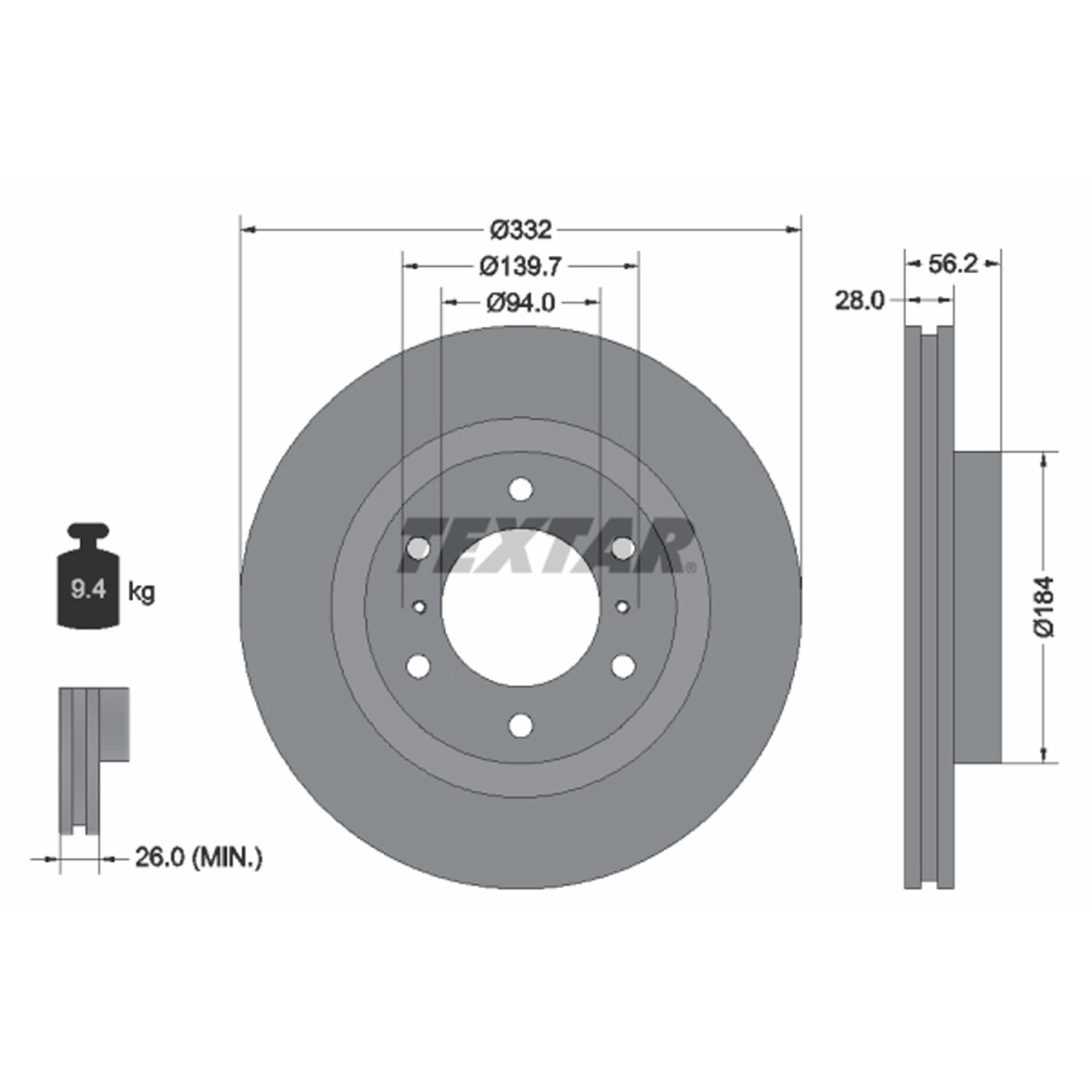 TEXTAR 92167203 Bremsscheiben Satz MITSUBISHI Pajero 4 langer Radstand vorne 4615A038