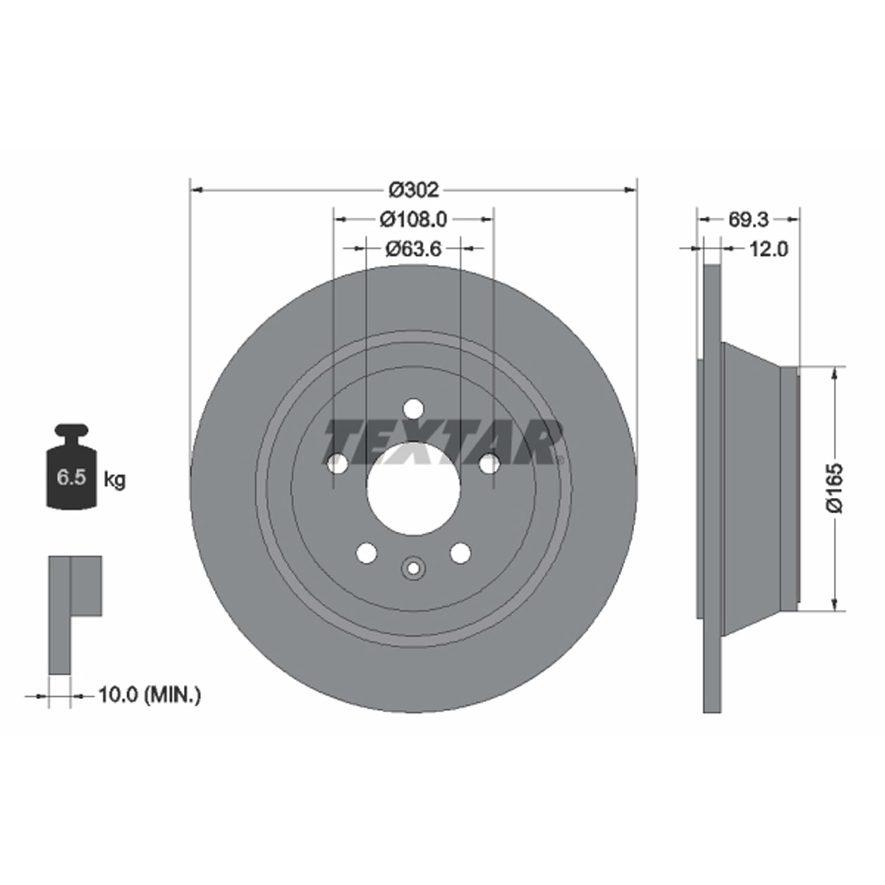 TEXTAR 92168403 Bremsscheiben Satz VOLVO S80 II V70 III XC70 II hinten