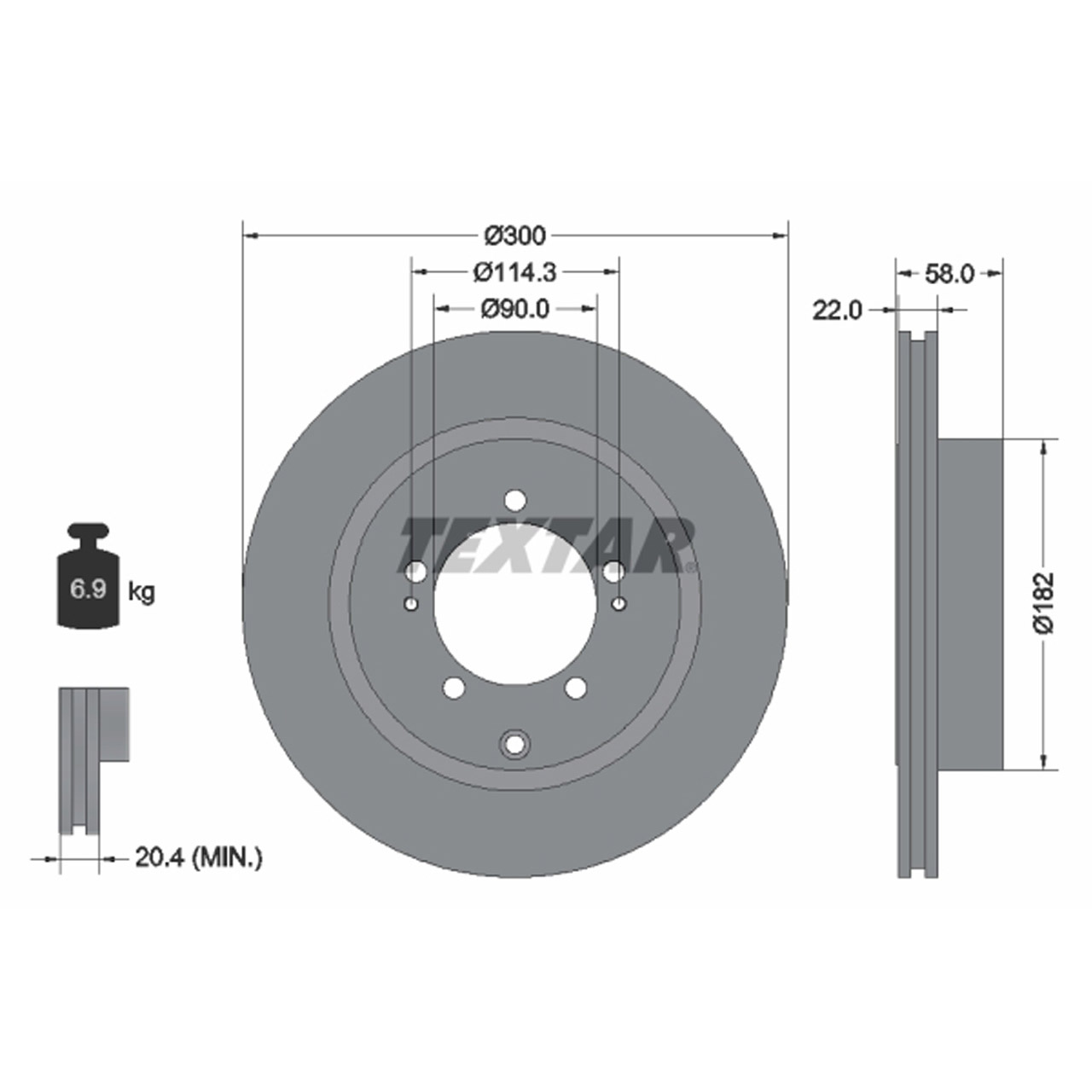 TEXTAR 92170603 Bremsscheiben Satz MITSUBISHI Lancer EVO 7 8 9 265/280 PS hinten