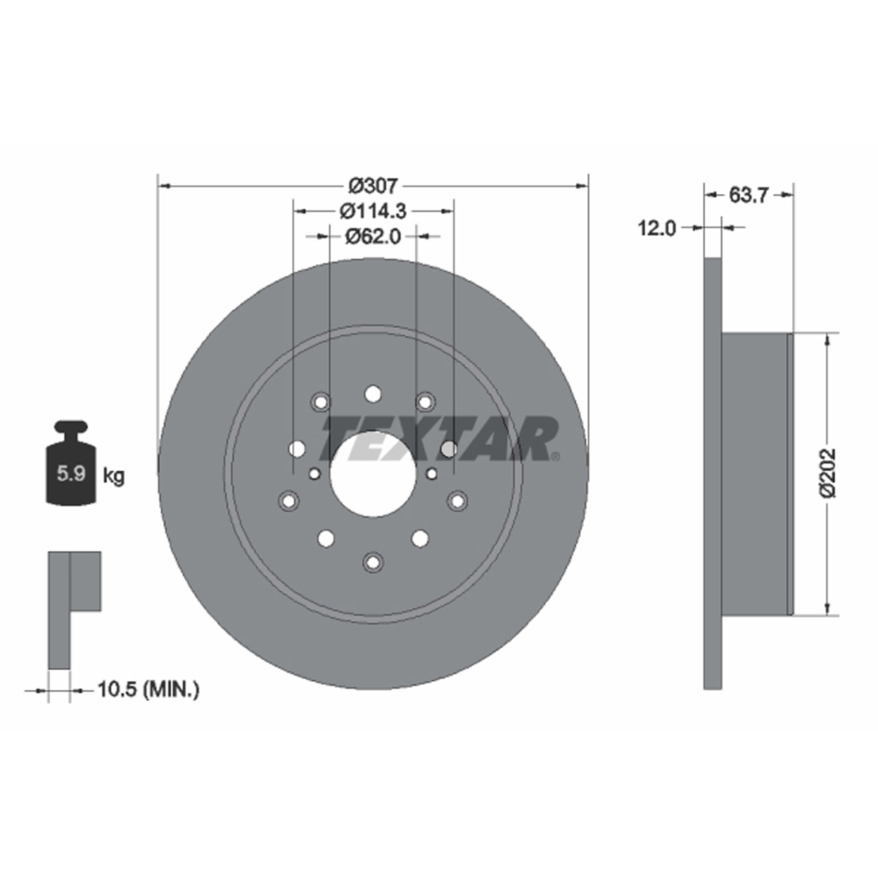 TEXTAR 92170803 Bremsscheiben Satz LEXUS GS (_S16_) IS I / SportCross (_E1_) hinten