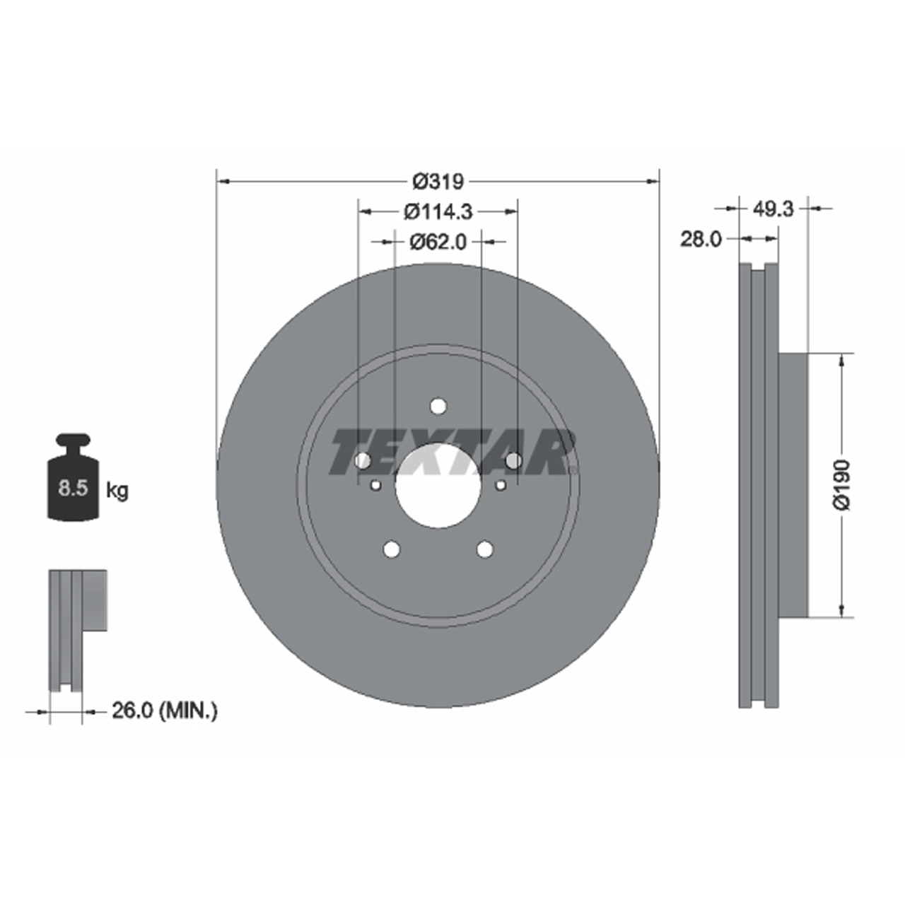 TEXTAR 92171503 Bremsscheiben Satz LEXUS RX (_U3_) 300 350 400h 05.2003-12.2008 vorne