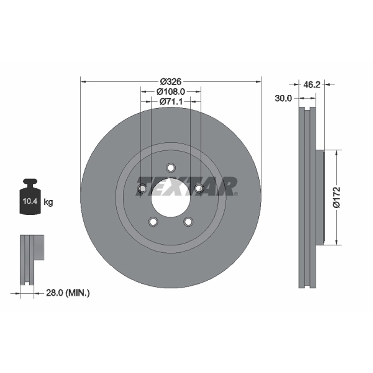 TEXTAR 92173505 Bremsscheiben Satz JAGUAR S-Type 2 XF 1 / Sportbrake XJ XK 2 vorne