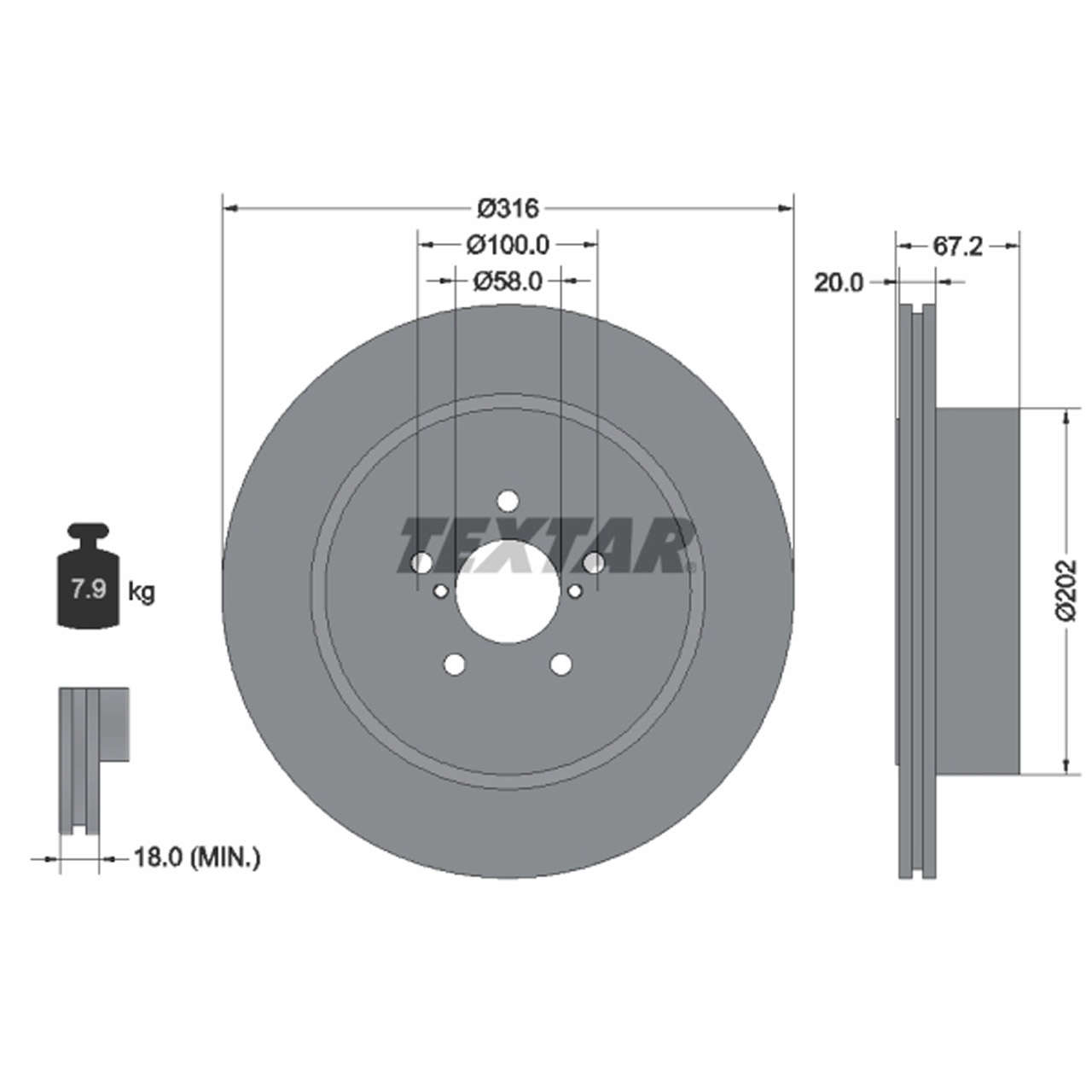 TEXTAR 92173703 Bremsscheiben Satz SUBARU Impreza (GD) 2.0 WRX STi AWD bis 04.2004 hinten