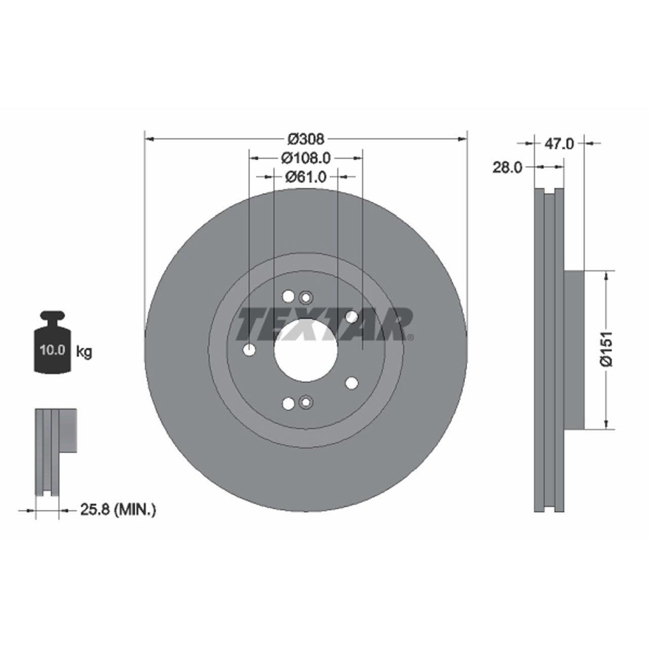 TEXTAR 92174005 Bremsscheiben Satz RENAULT Espace 4 Laguna 2 bis 10.2002 vorne