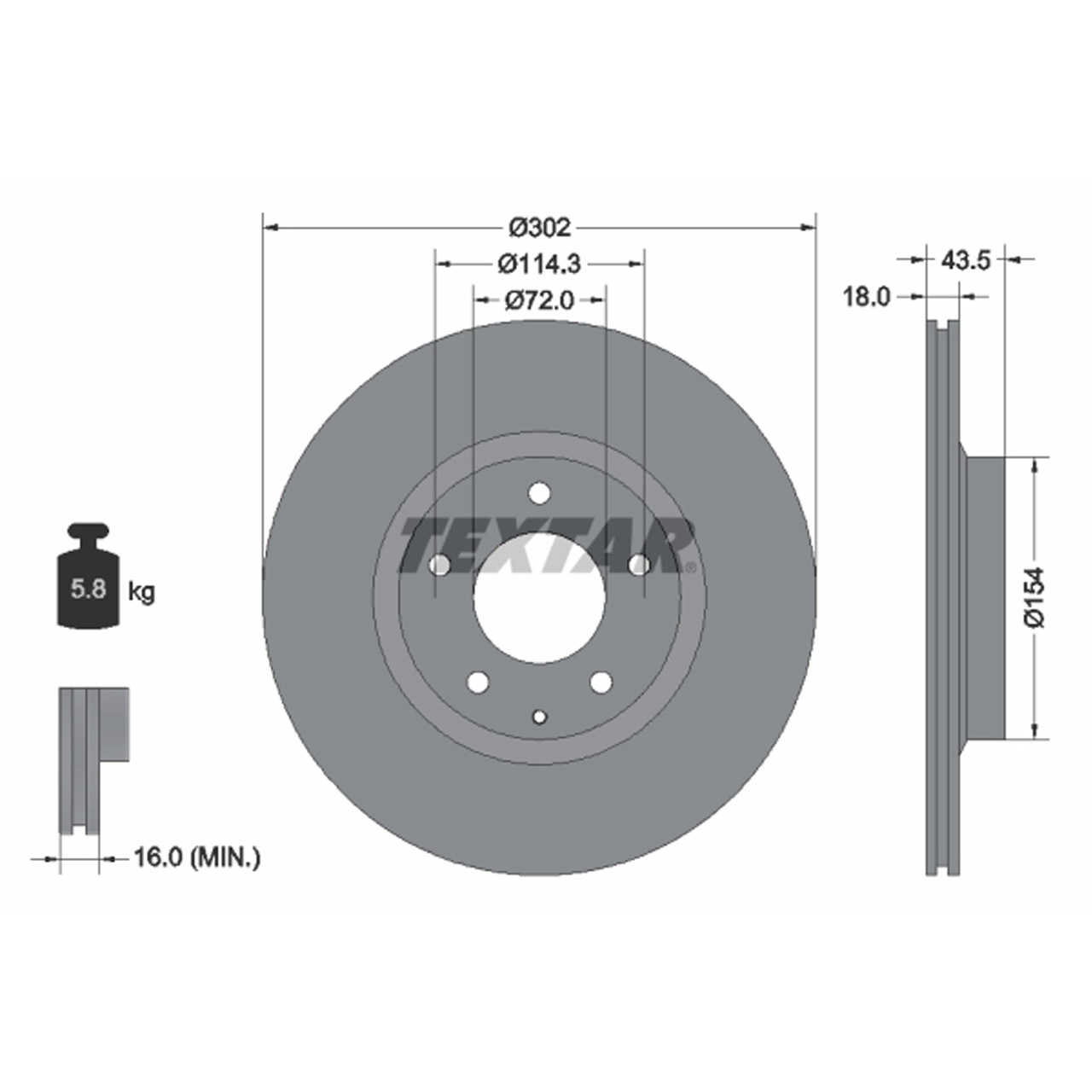 TEXTAR 92174503 Bremsscheiben Satz MAZDA RX-8 (SE, FE) 1.3 WANKEL 192/205/231 PS hinten