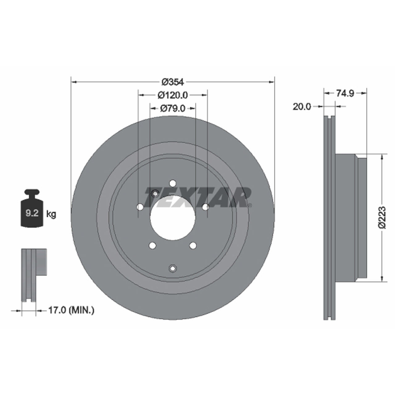 TEXTAR 92175503 Bremsscheiben Satz LAND ROVER Range Rover 3 L322 ab Fgst. 6A000001 hinten