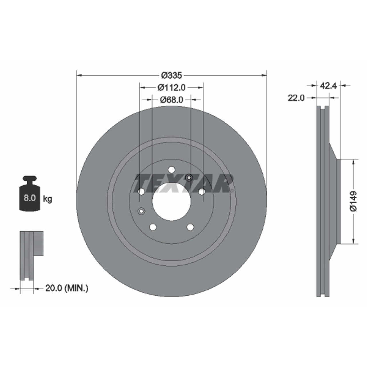 TEXTAR 92177005 Bremsscheiben Satz AUDI A8 S8 4E VW Phaeton PR-1KY/1KZ hinten