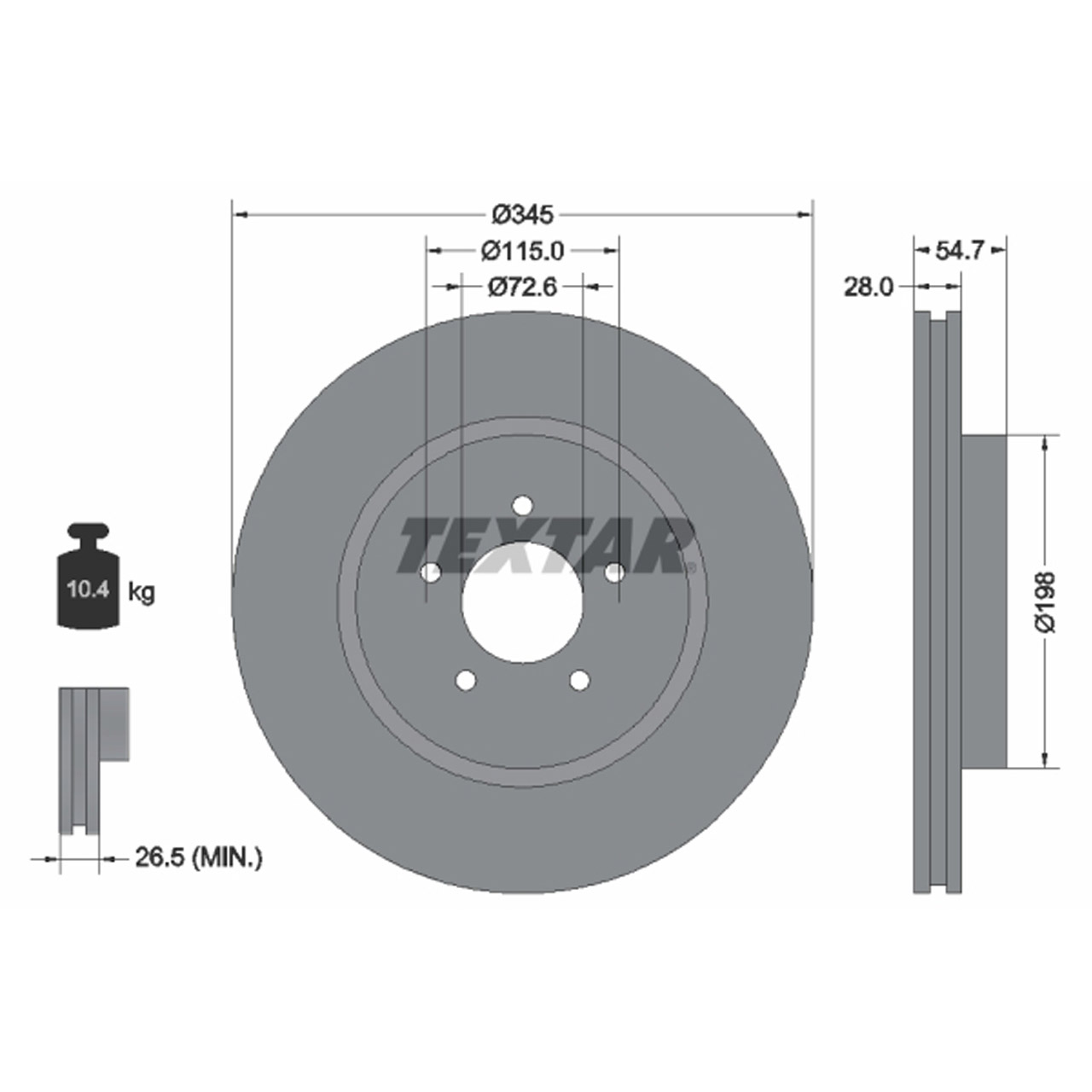 TEXTAR 92177105 Bremsscheiben Satz CHRYSLER 300C (LX, LE) BR5 LANCIA Thema (LX_) vorne